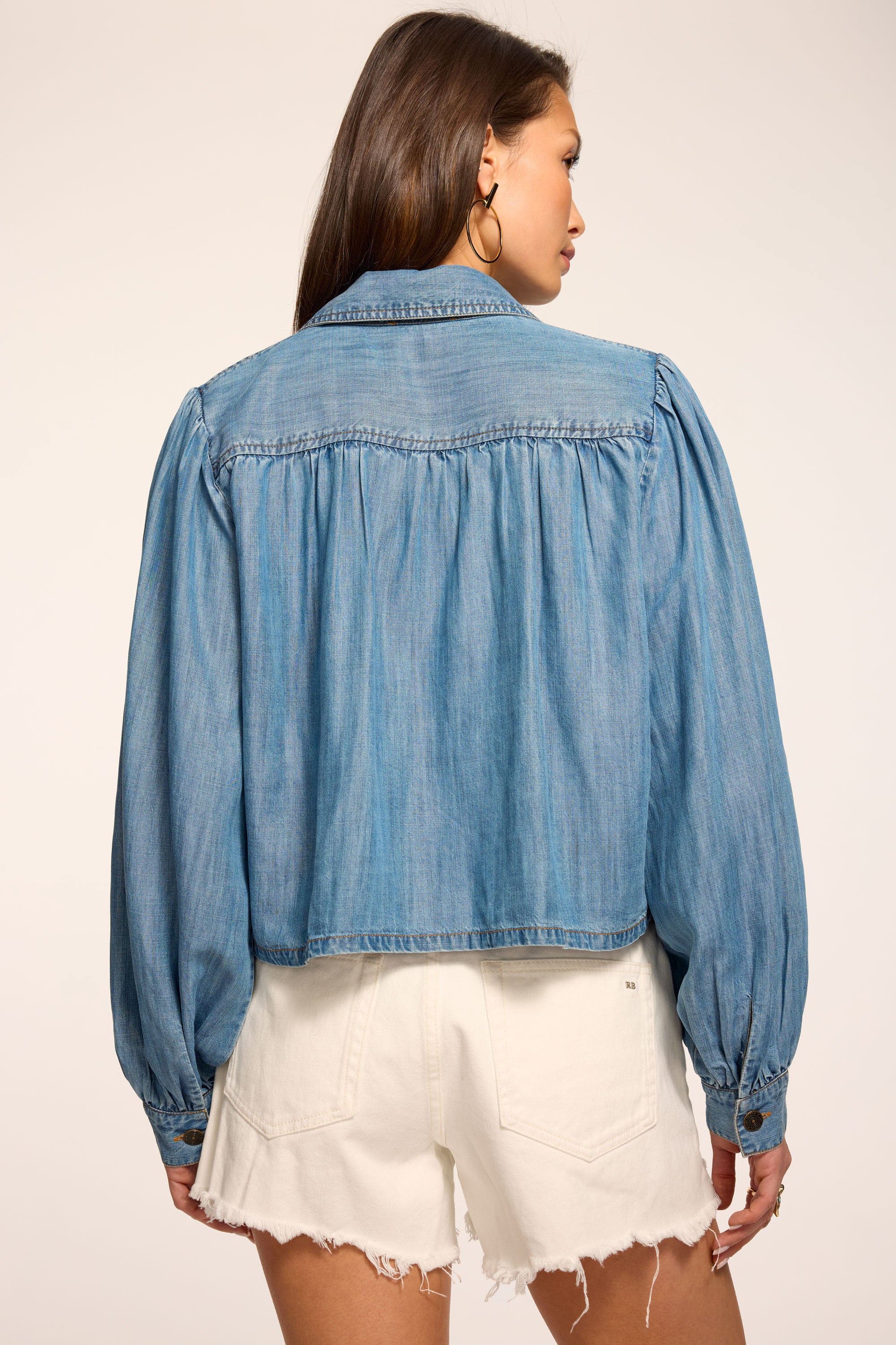 Aisla Chambray Cropped Jacket - Image 3