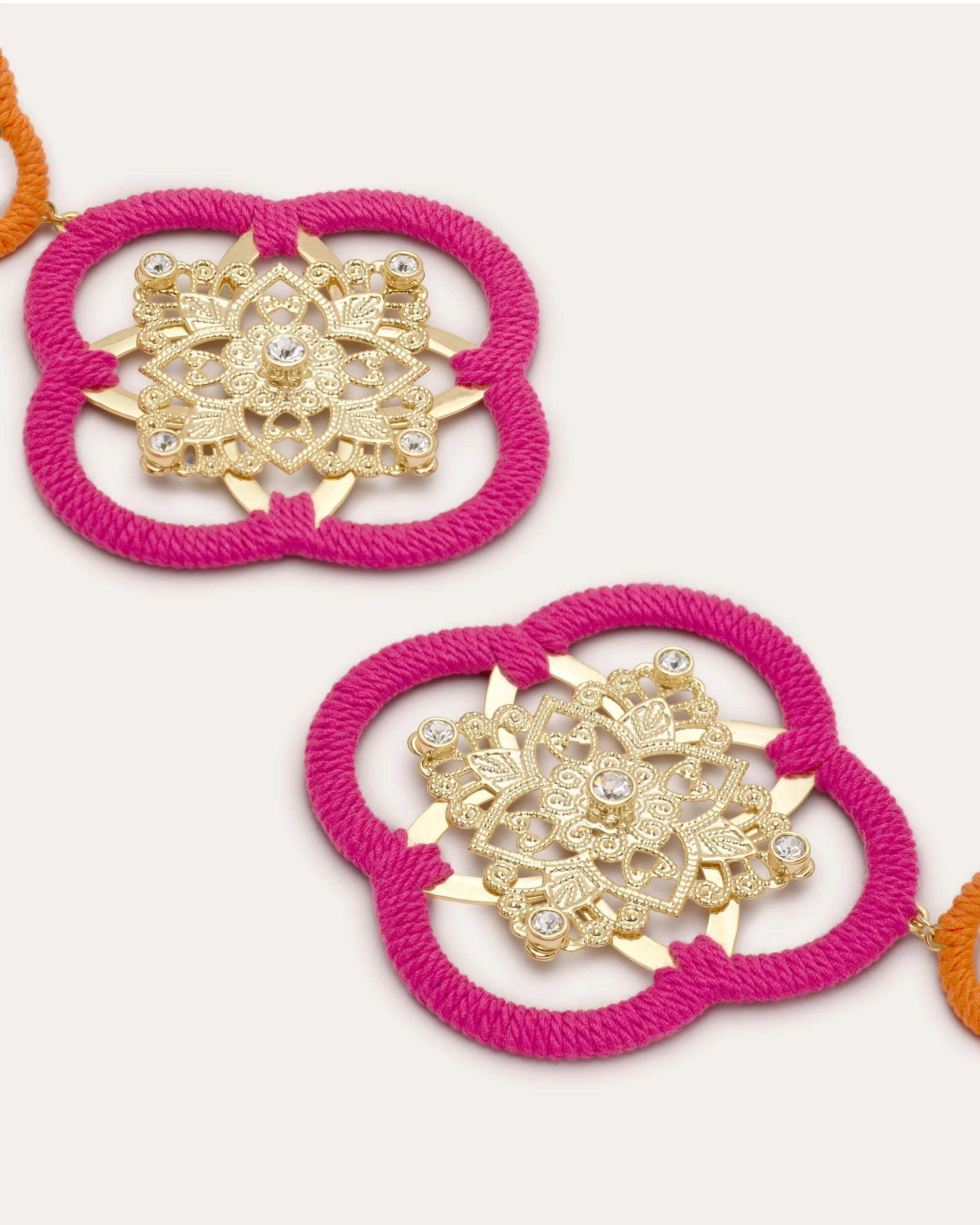 Anya Medallion Drop Earrings | FIESTA PINK - Image 3
