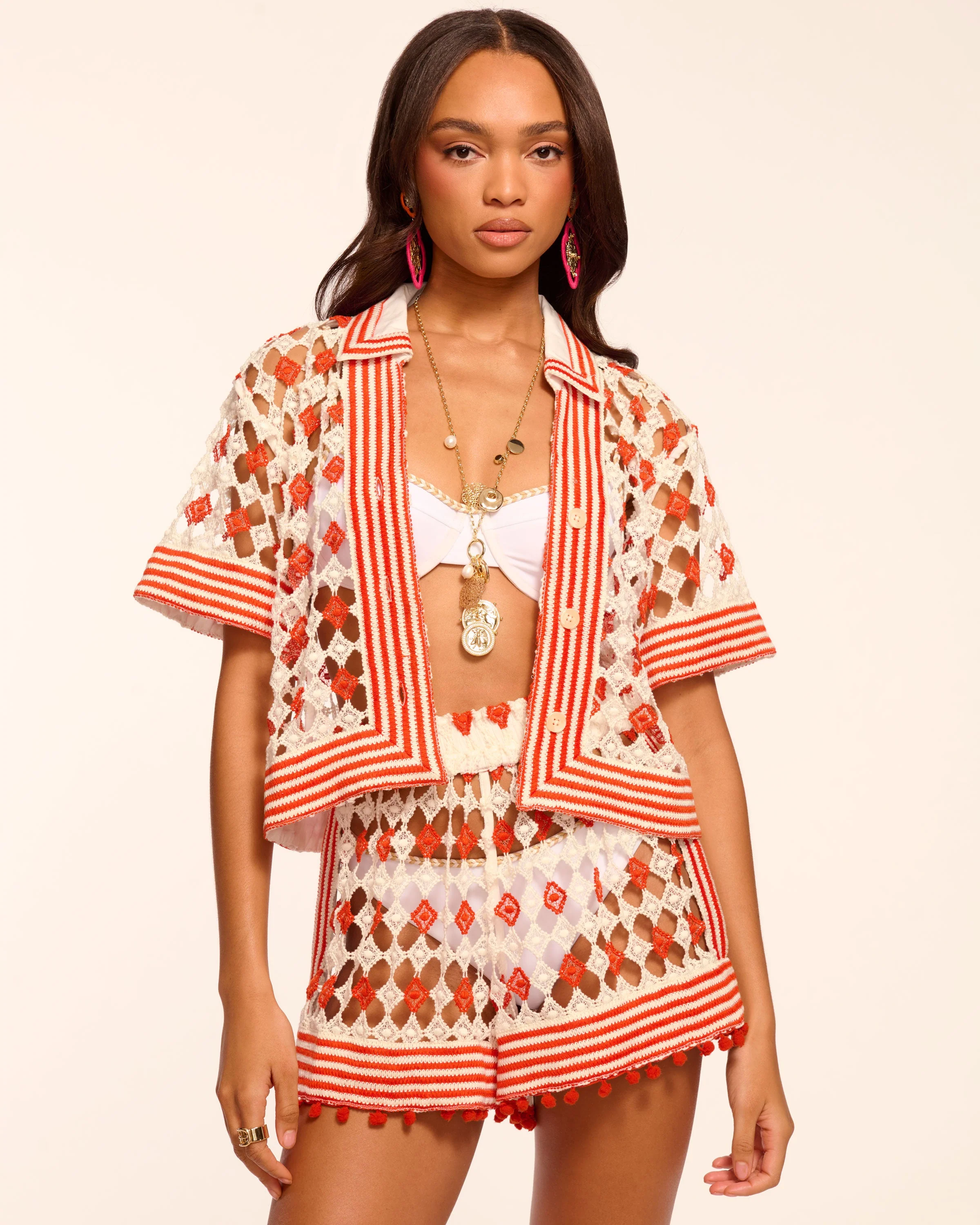 Betty Crochet Button Down Coverup Top - Image 2