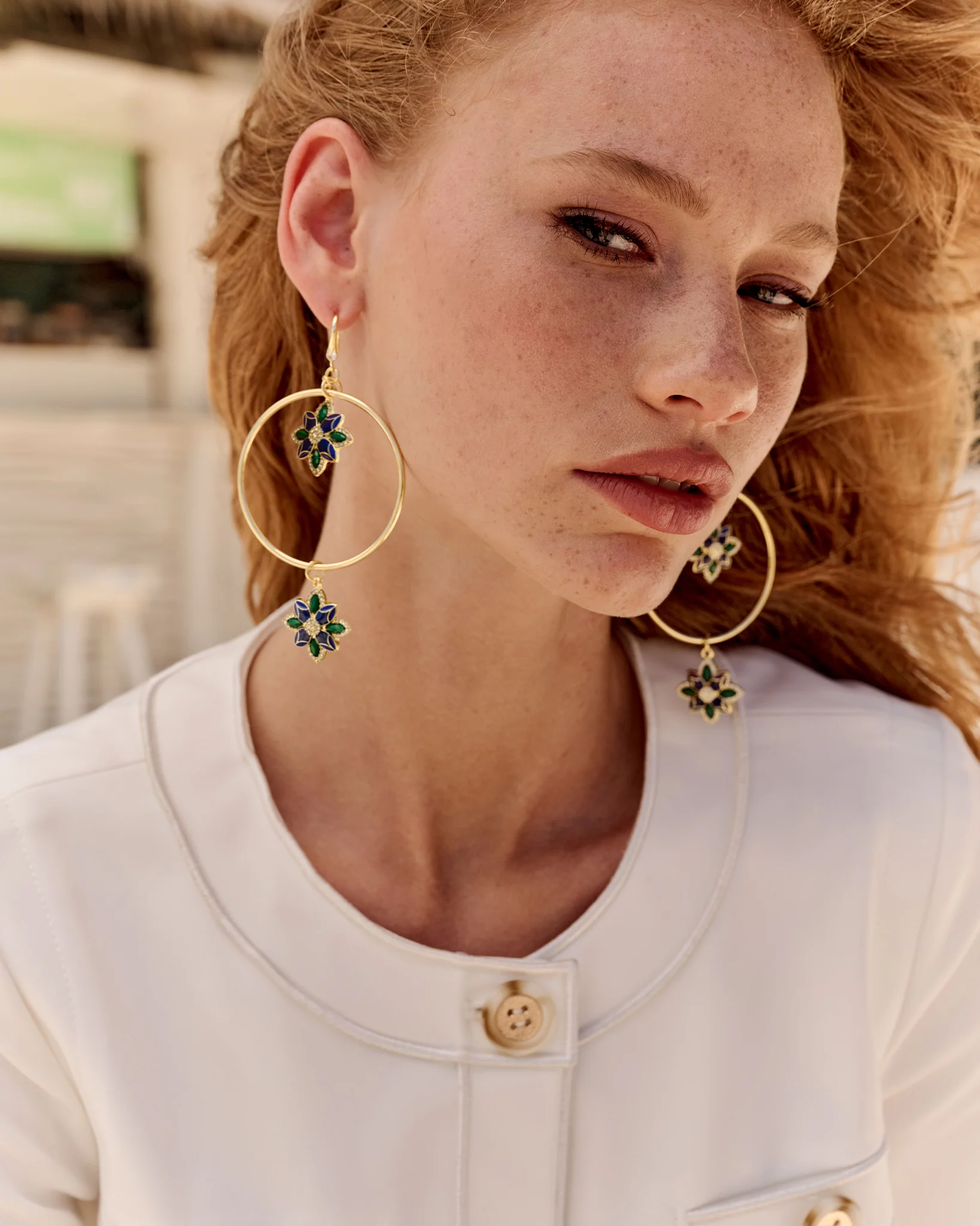 Camila Flower Charm Earrings - Image 5