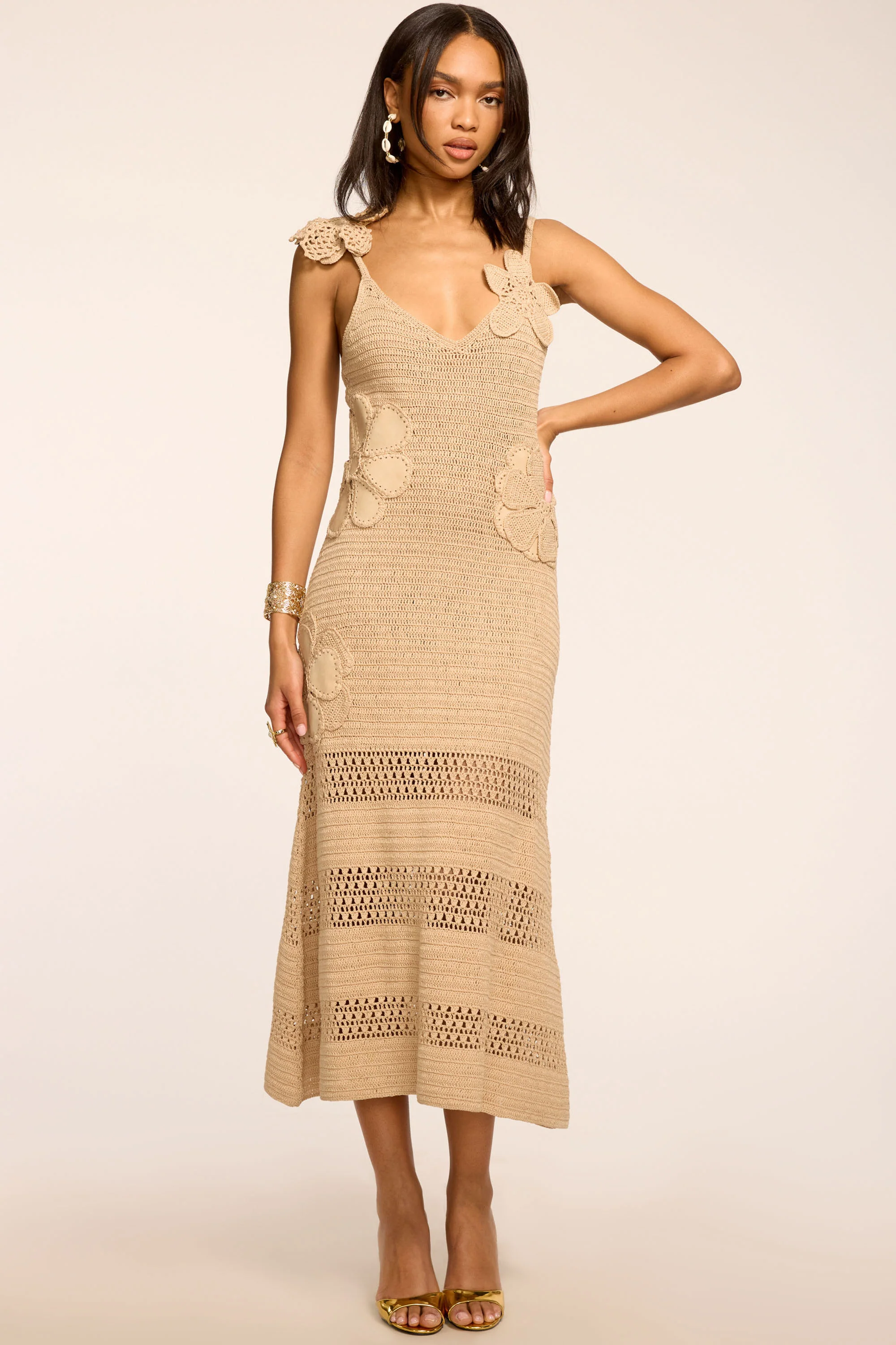 Camille Crochet Knit Midi Dress