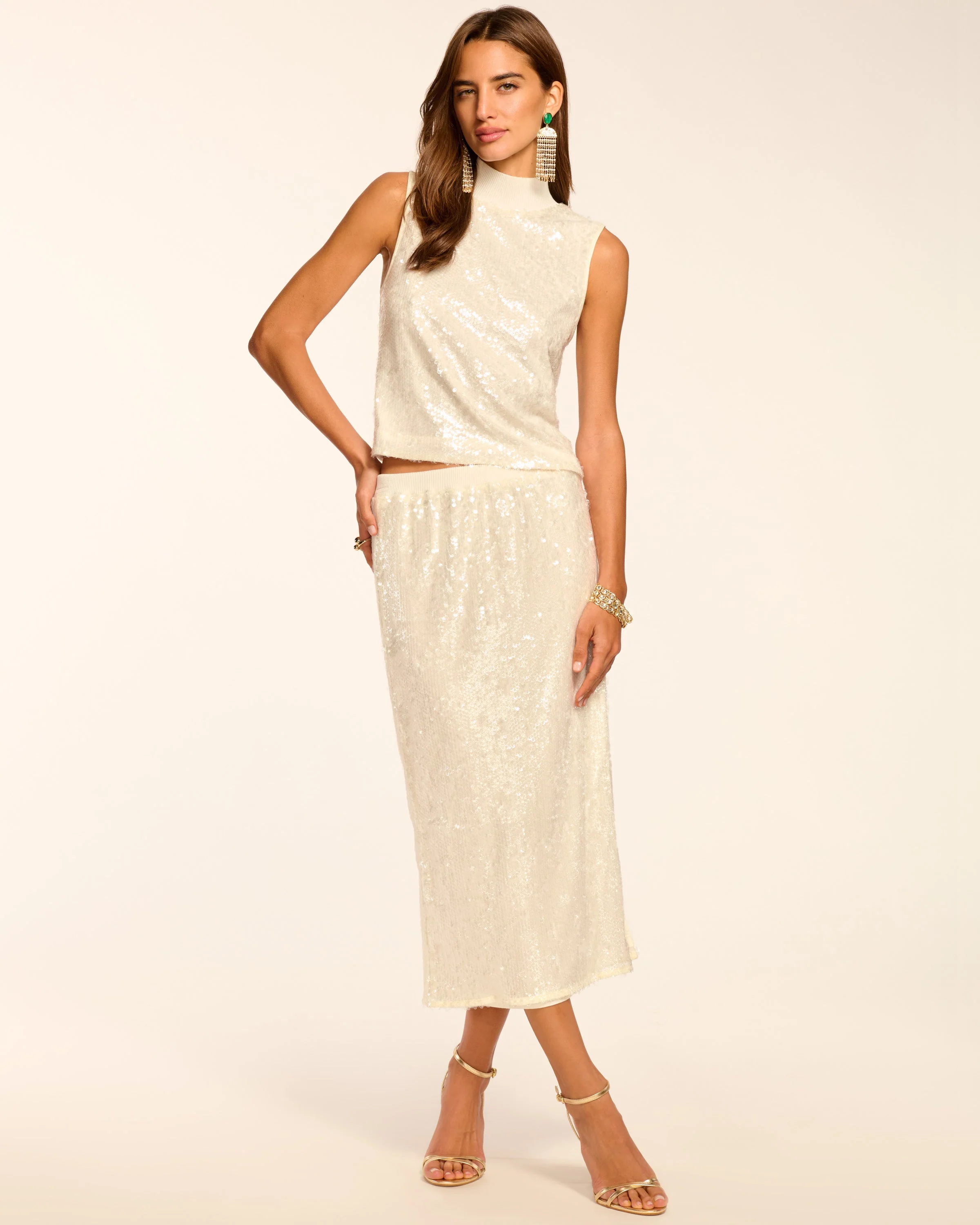 Cellina Sequin Mock Neck Tank Top - Image 4