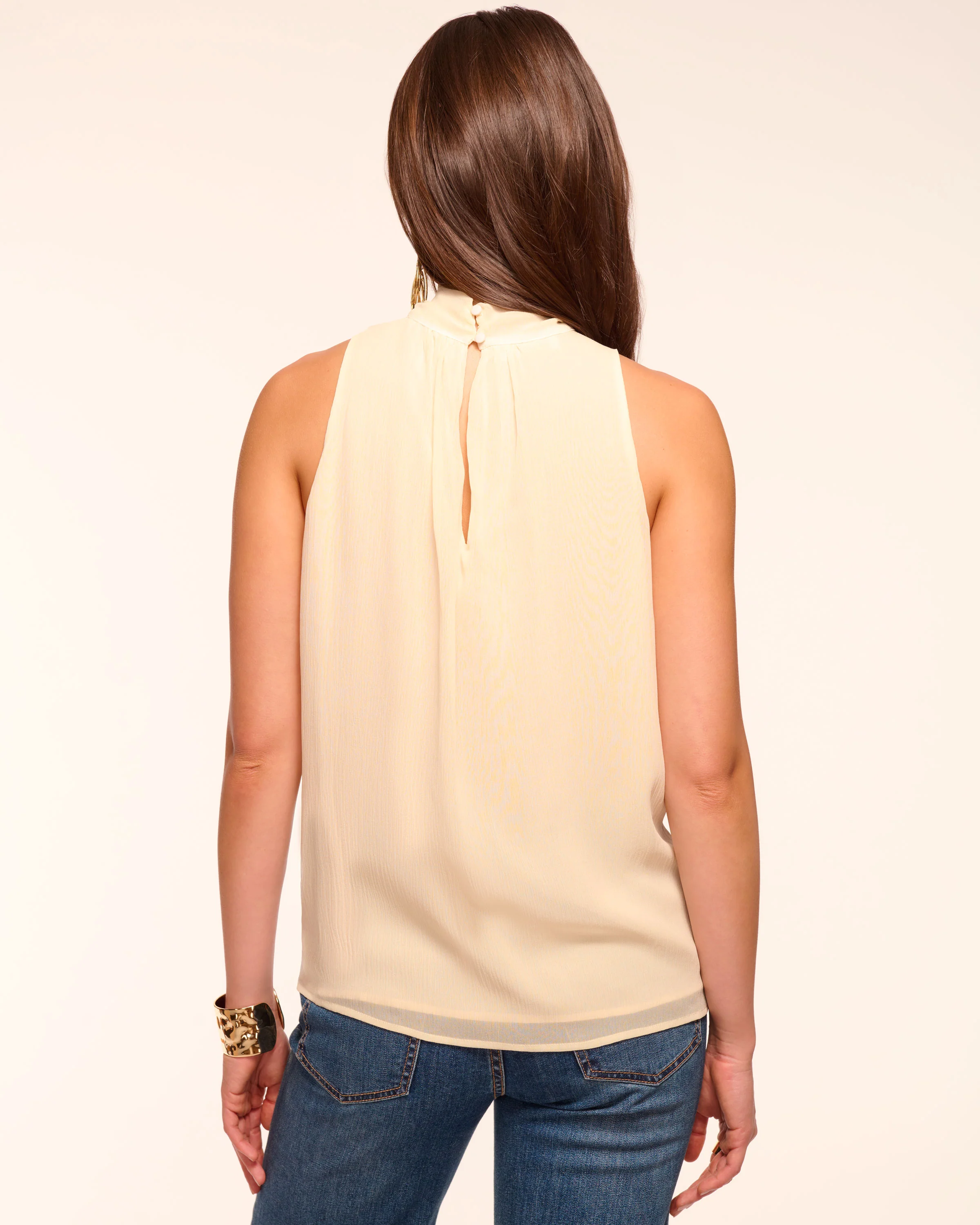 Christine Silk Chiffon High Neck Sleeveless Top - Image 4