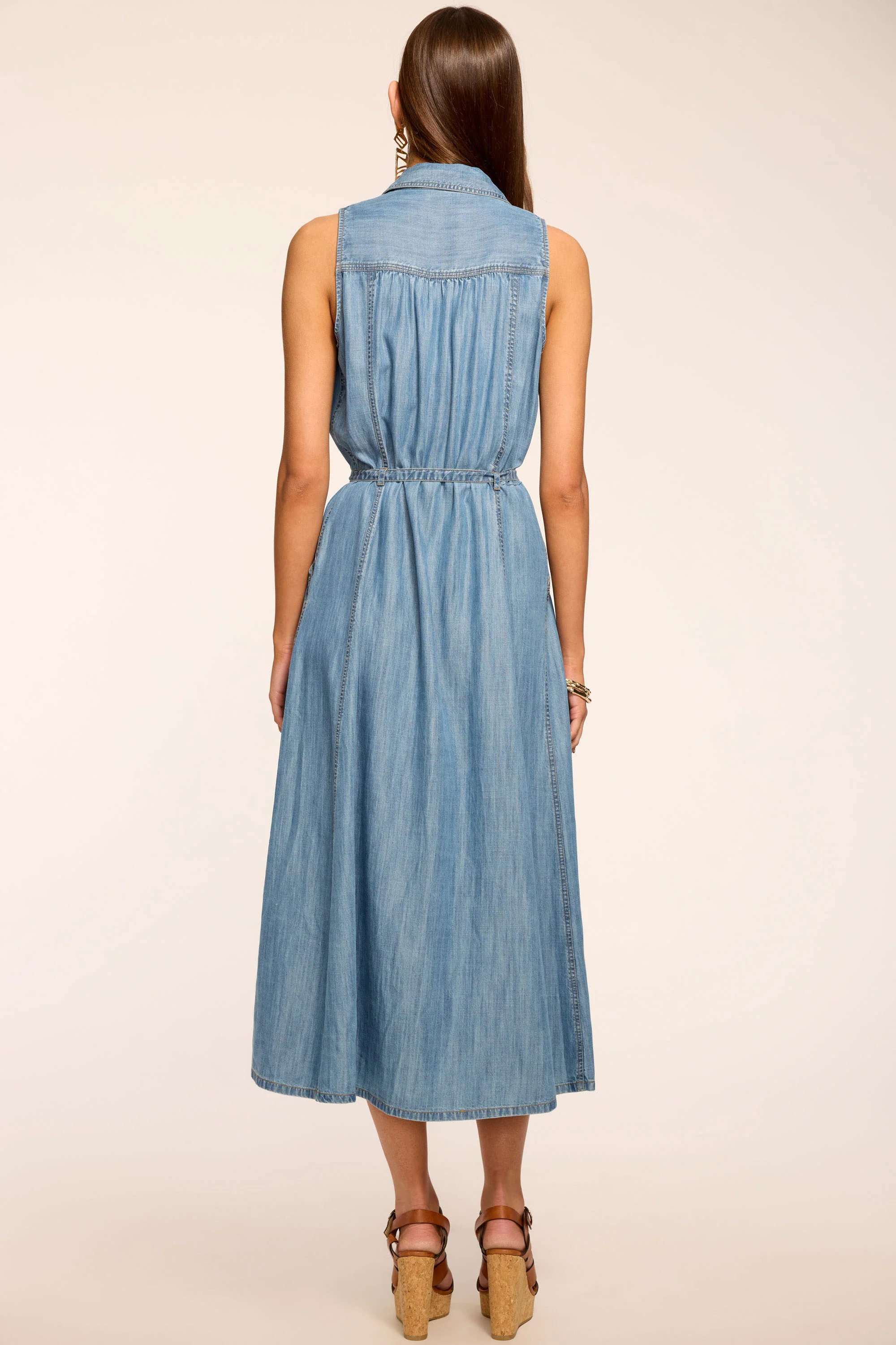 Clover Chambray V-Neck Midi Dress - Image 4