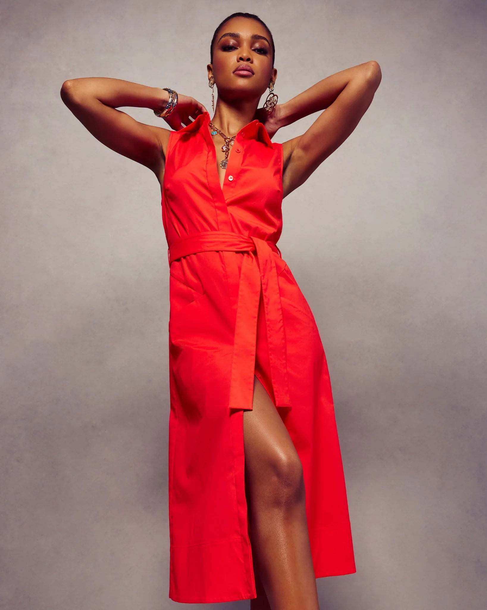 Darcey Cotton Poplin Sleeveless Midi Dress - Image 5