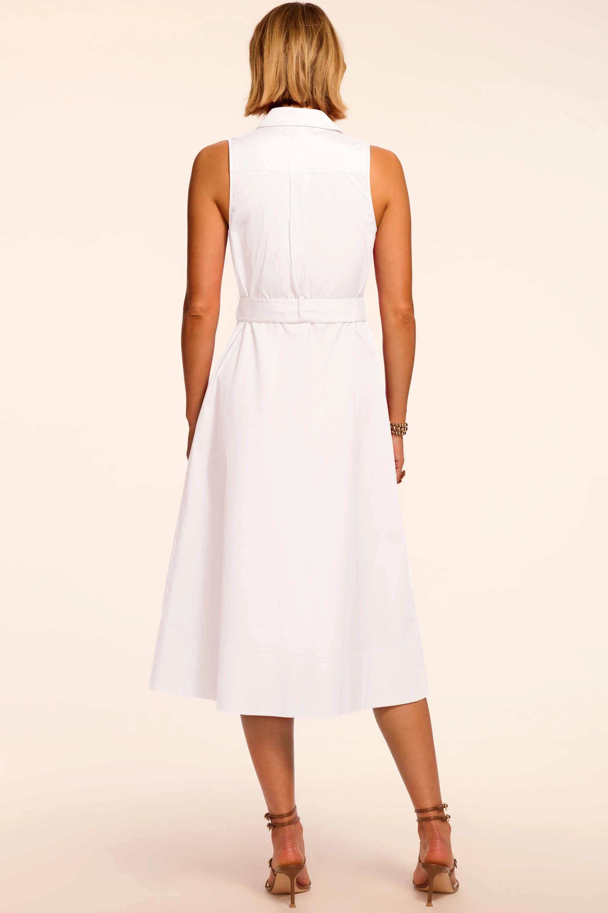 Darcey Cotton Poplin Sleeveless Midi Dress | WHITE - Image 4