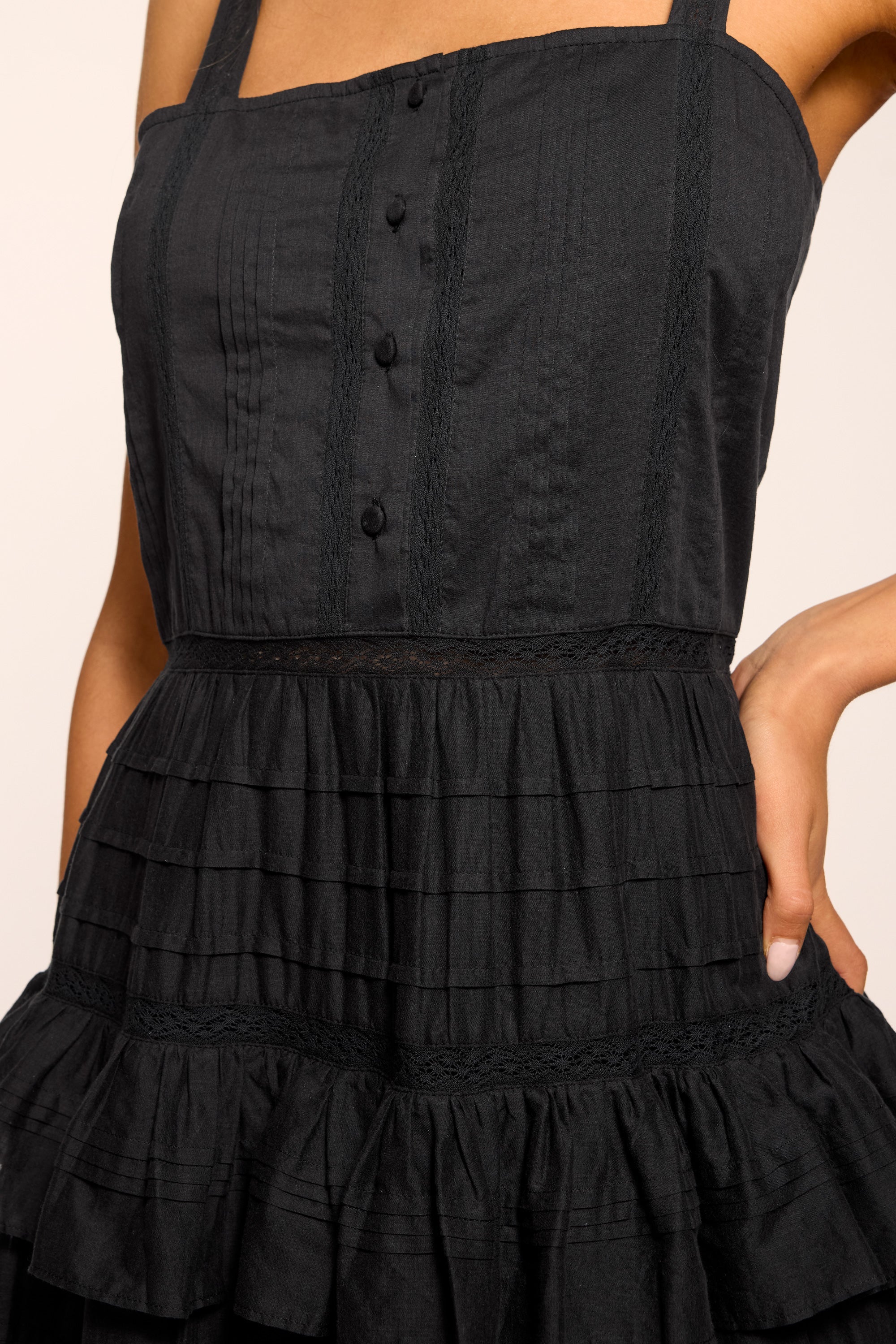 Daria Embroidered Voile Midi Dress | BLACK - Image 3
