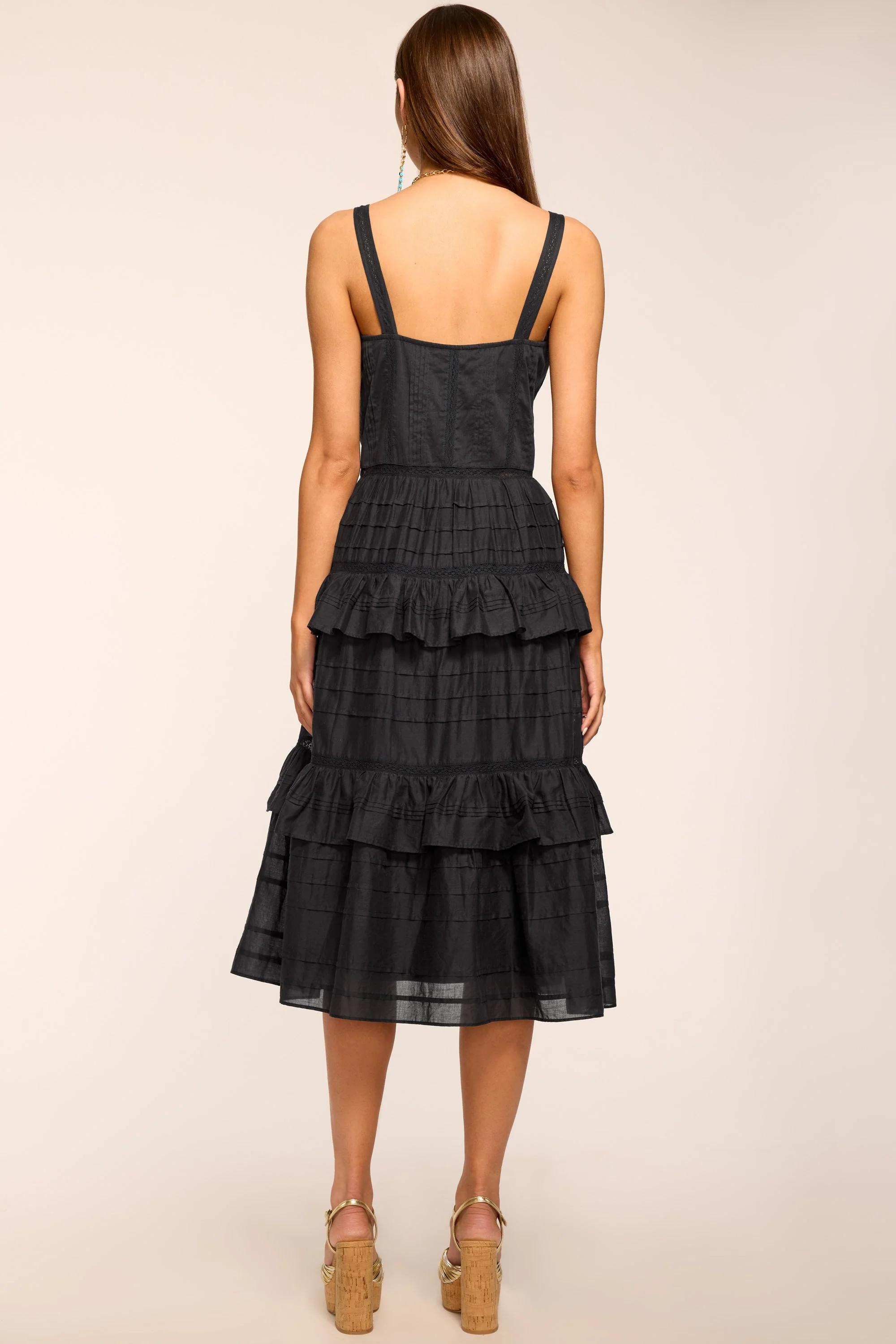 Daria Embroidered Voile Midi Dress | BLACK - Image 4