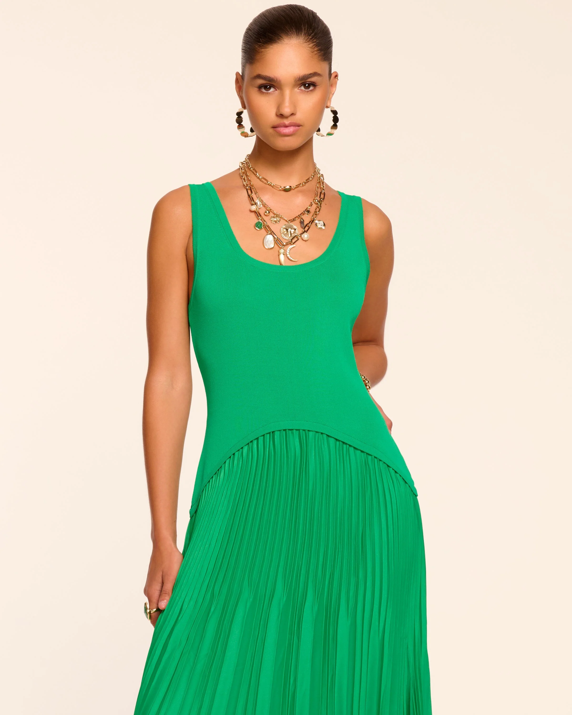 Davinia Knit Combo Pleated Maxi Dress - Image 2
