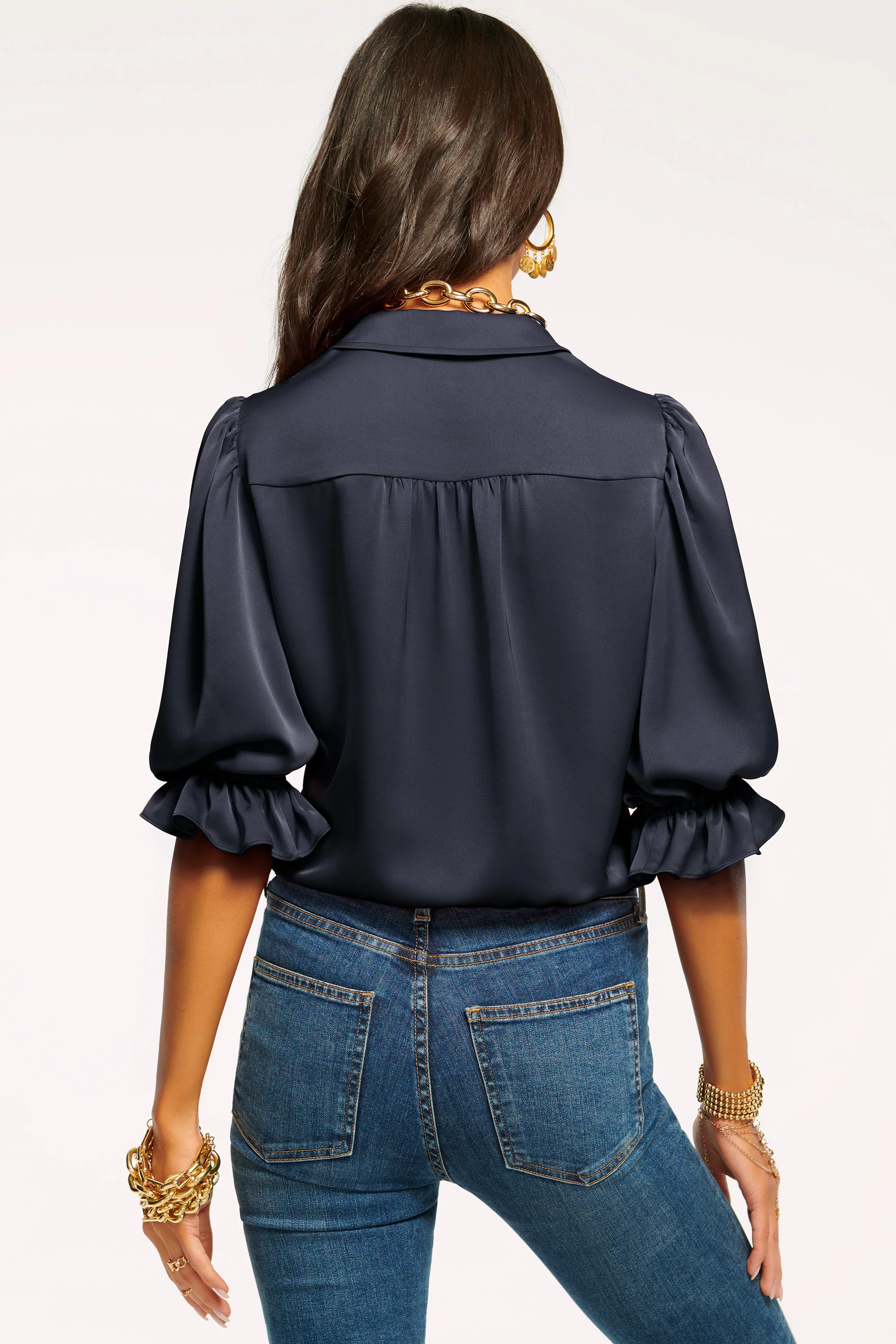 Dina Button Down Bodysuit | NAVY - Image 4