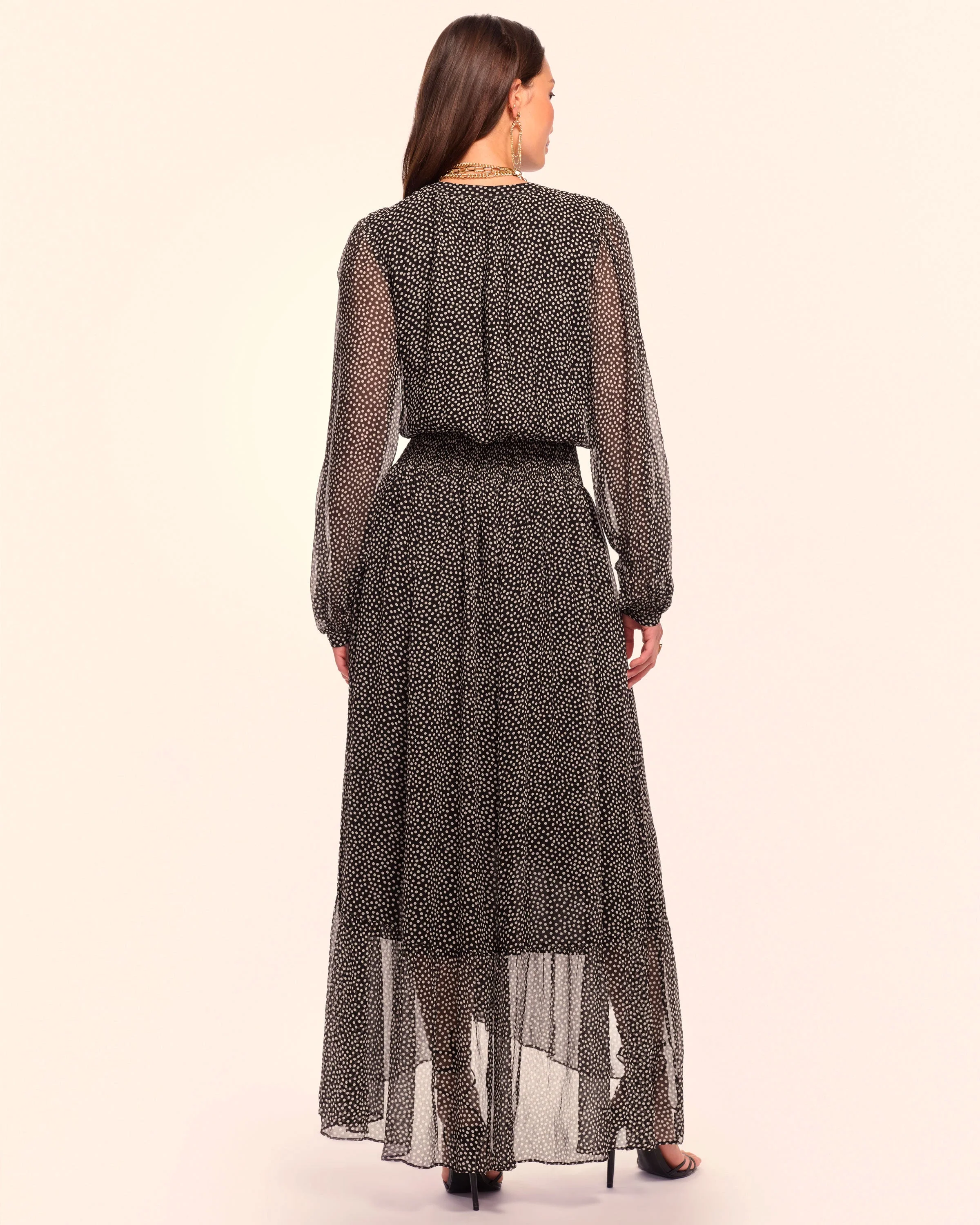 Dorothee Silk Long Sleeve Smocked Maxi Dress - Image 5
