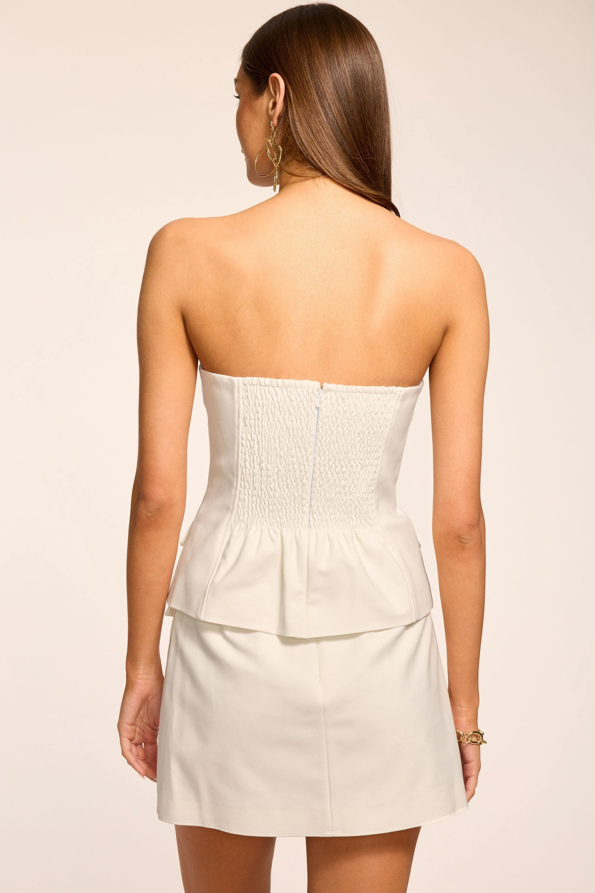 Eva Cotton Tailored Strapless Top | IVORY - Image 4