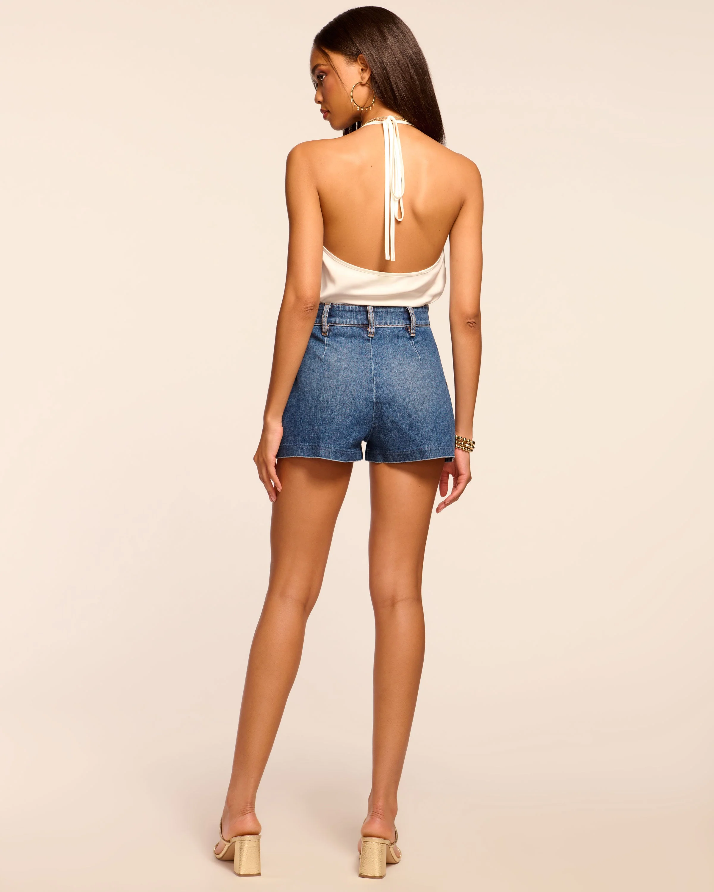Hilary High Waisted Denim Mini Short | MEDIUM WASH - Image 5