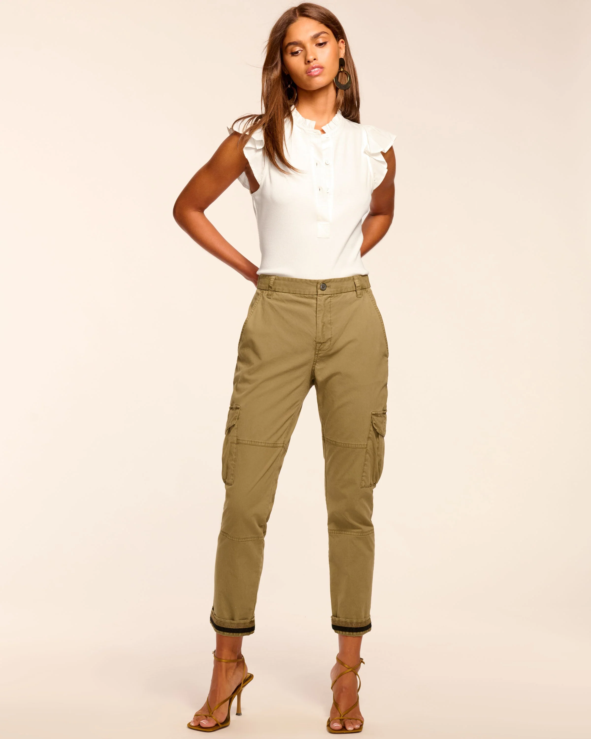 Isabelle Canvas Ankle Length Pant | SAFARI GREEN - Image 3