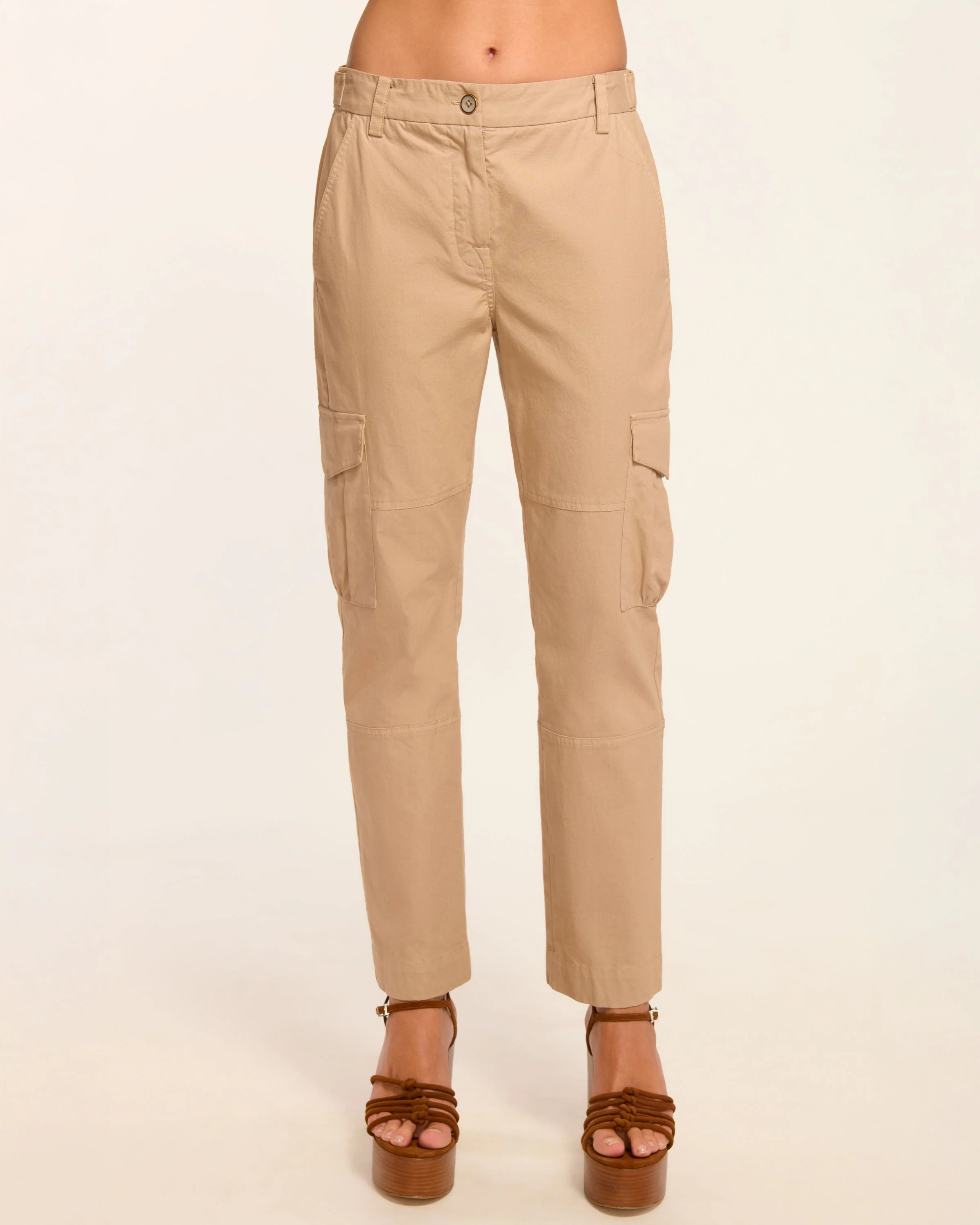 Isabelle Canvas Ankle Length Pant | SANDSTONE