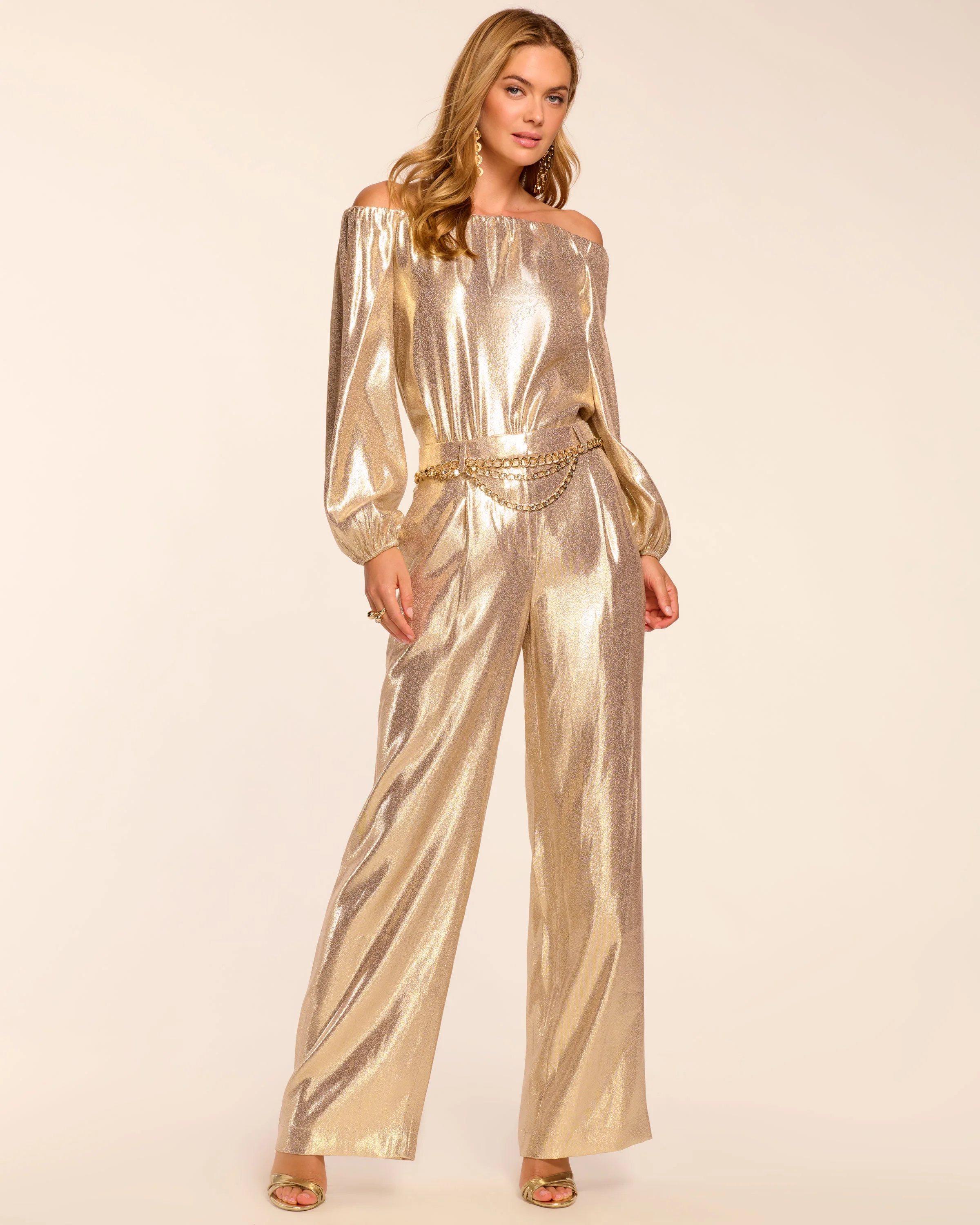 Izzy Silk Lamé Wide Leg Pant - Image 2