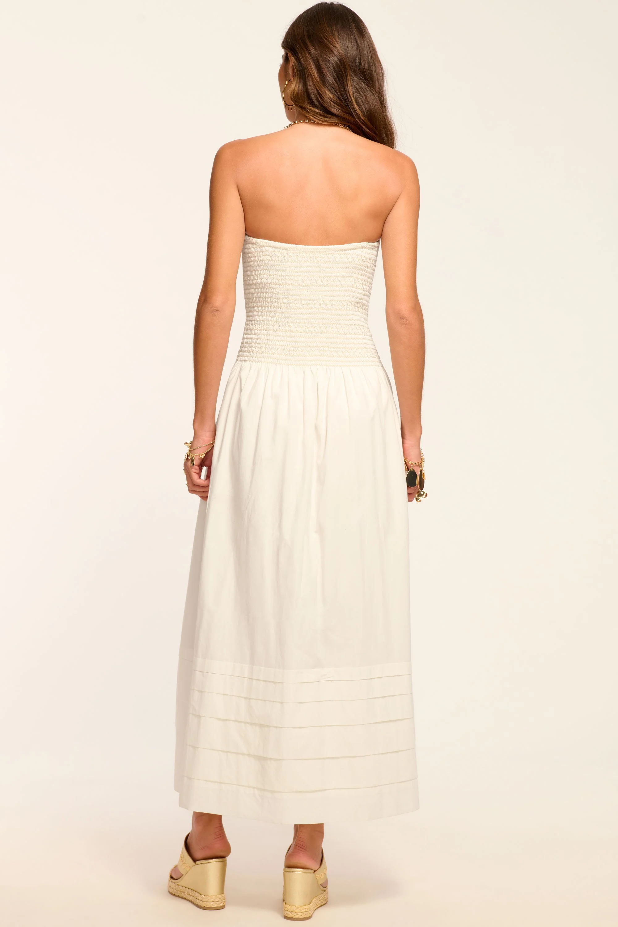 Jace Cotton Poplin Smocked Maxi Dress | WHITE - Image 4