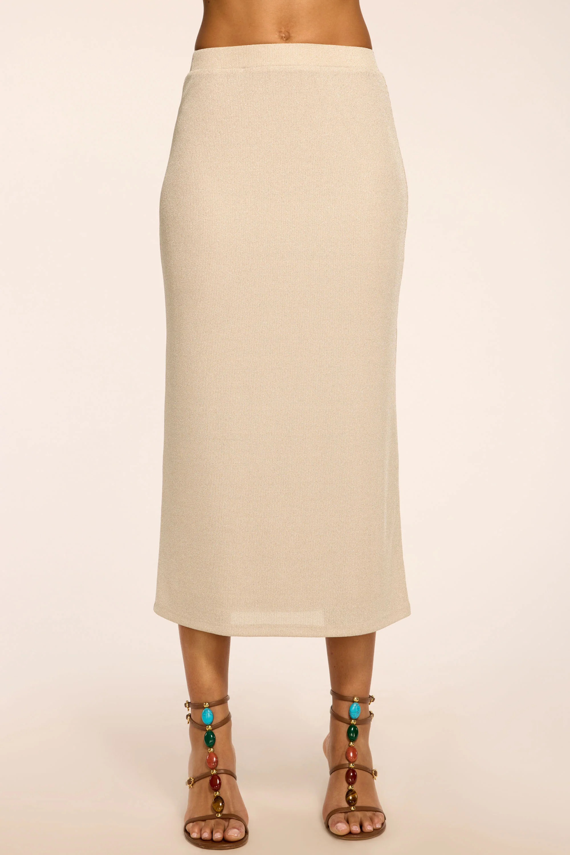 Jade Lurex Knit Midi Skirt