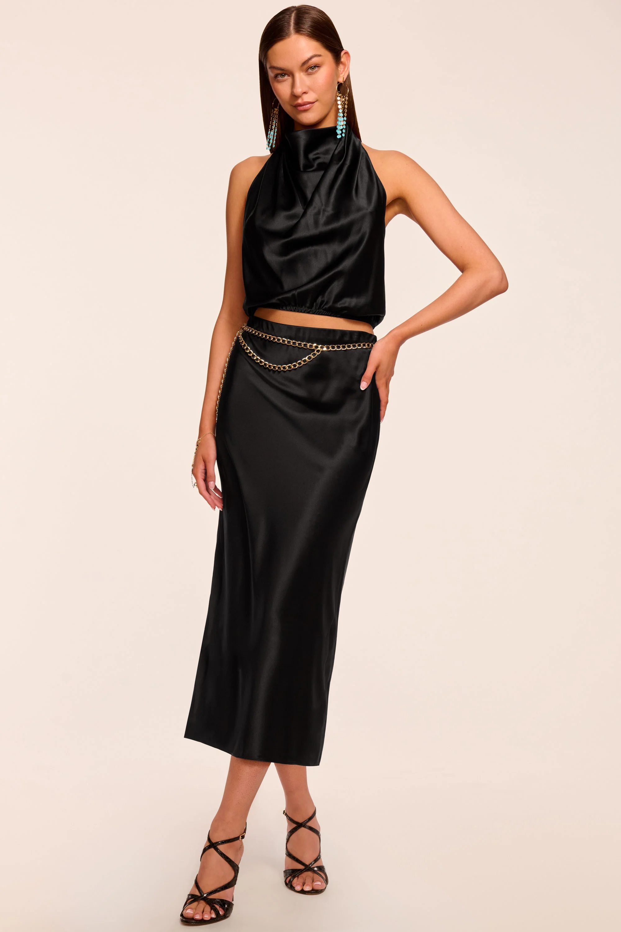 Krisia Silk Slip Midi Skirt