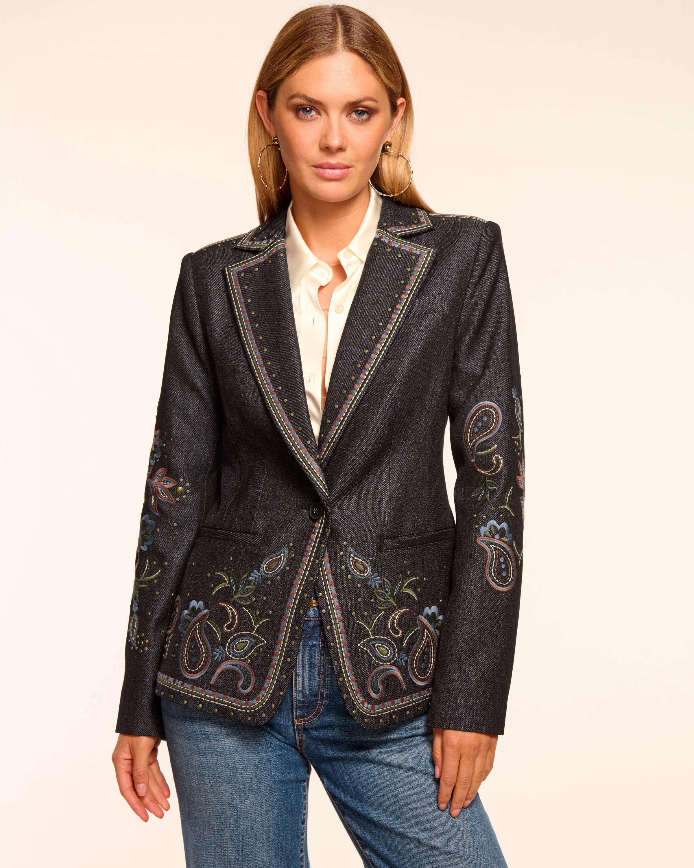 Laura Embroidered Denim Blazer - Image 2