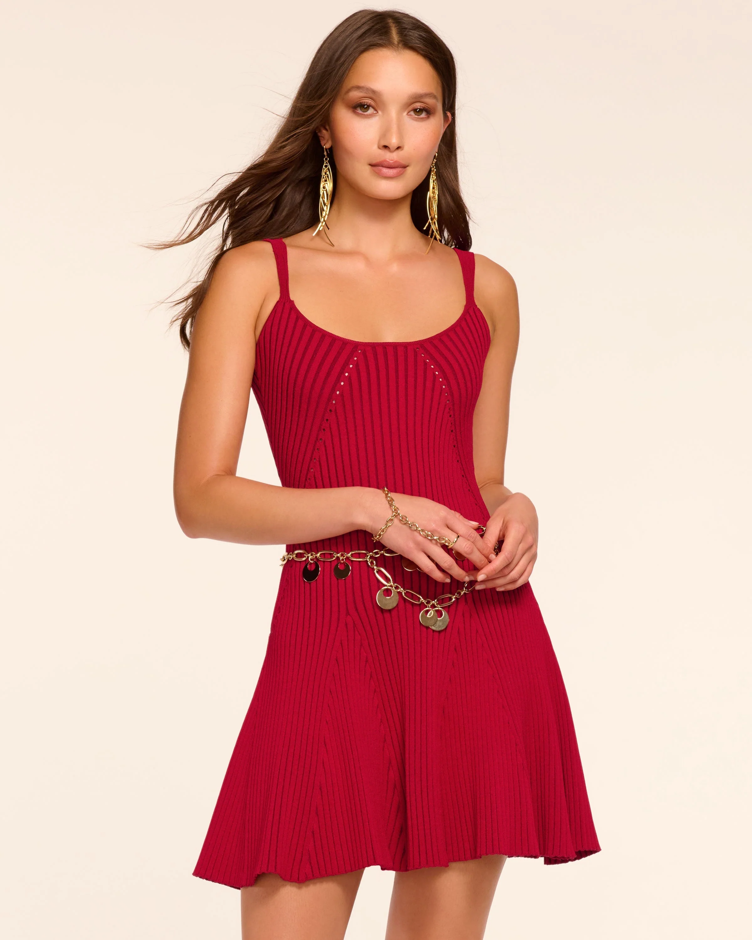Lidia Rib Knit A-Line Mini Dress