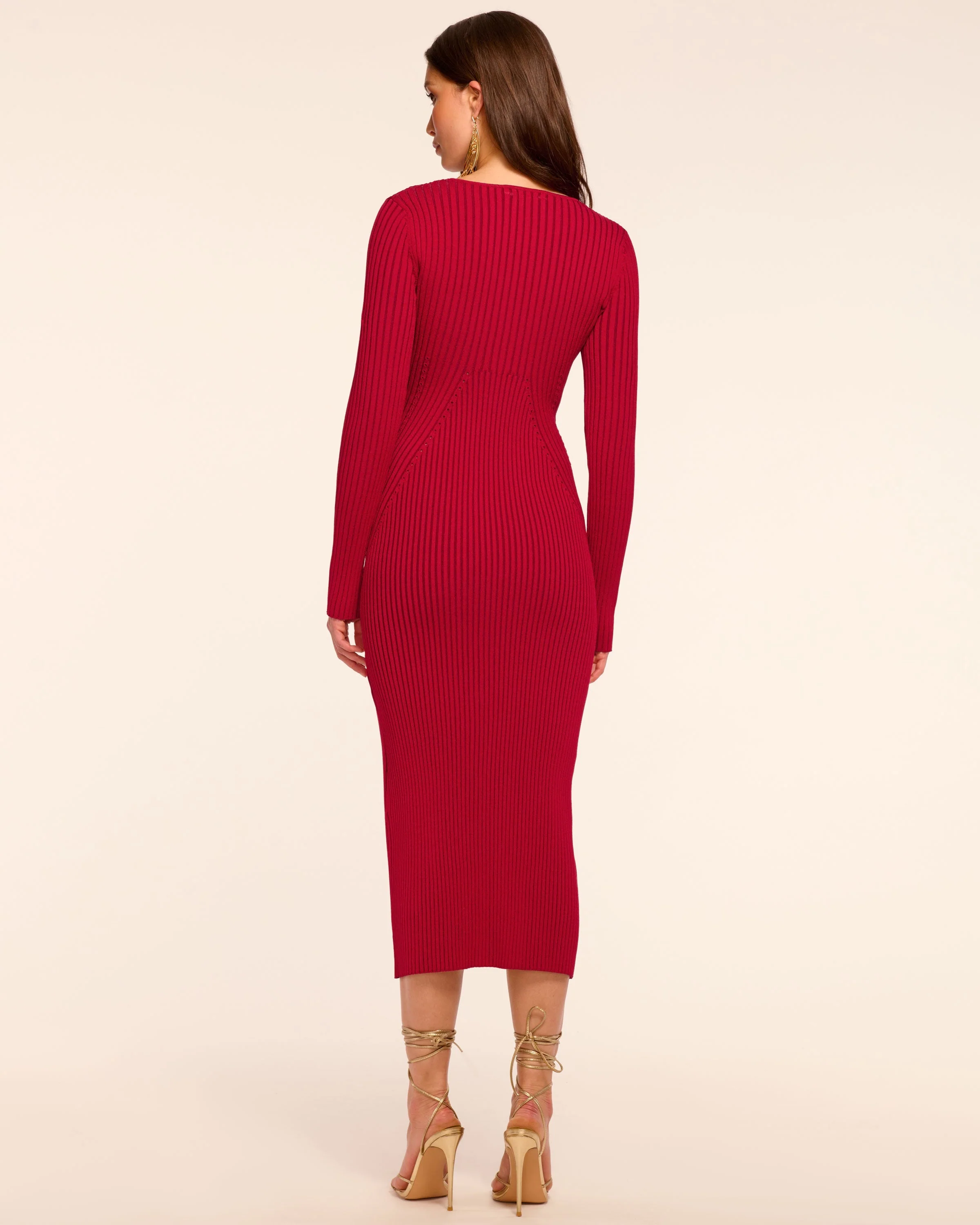 Logan Rib Knit Long Sleeve Midi Dress - Image 4