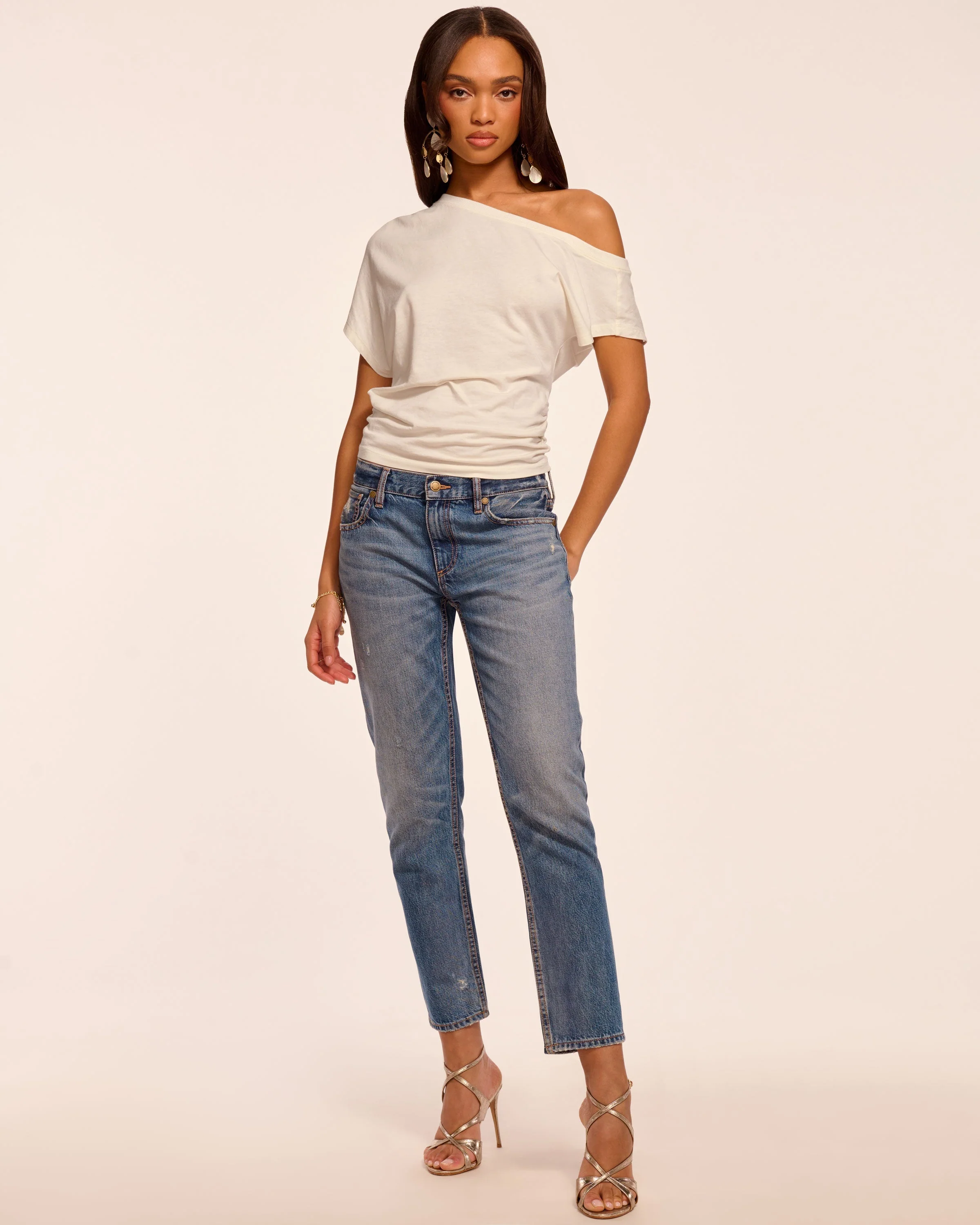 Milla Distressed Low-Rise Tapered Jean - Image 2