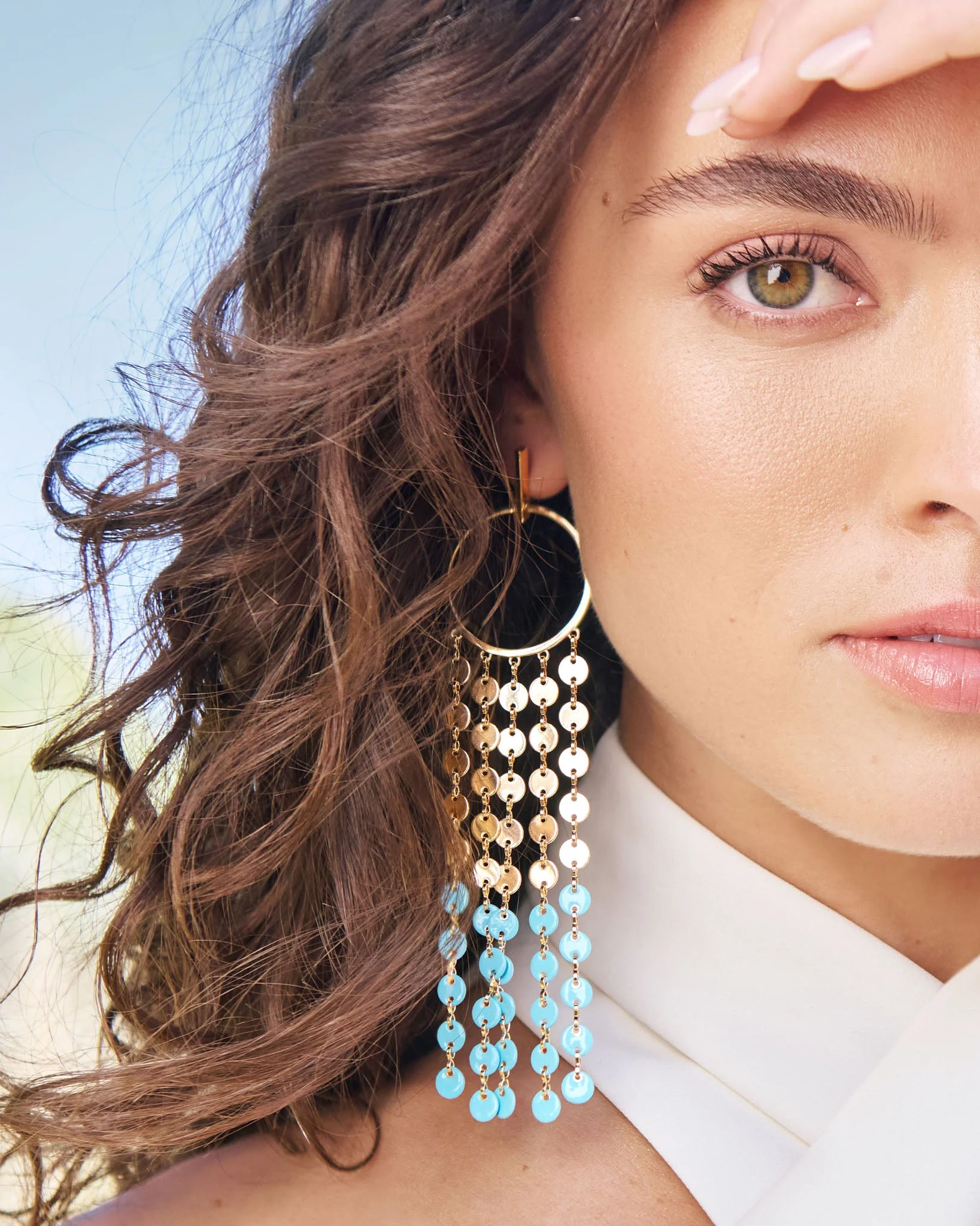Miraya Enamel Chandelier Earrings - Image 5