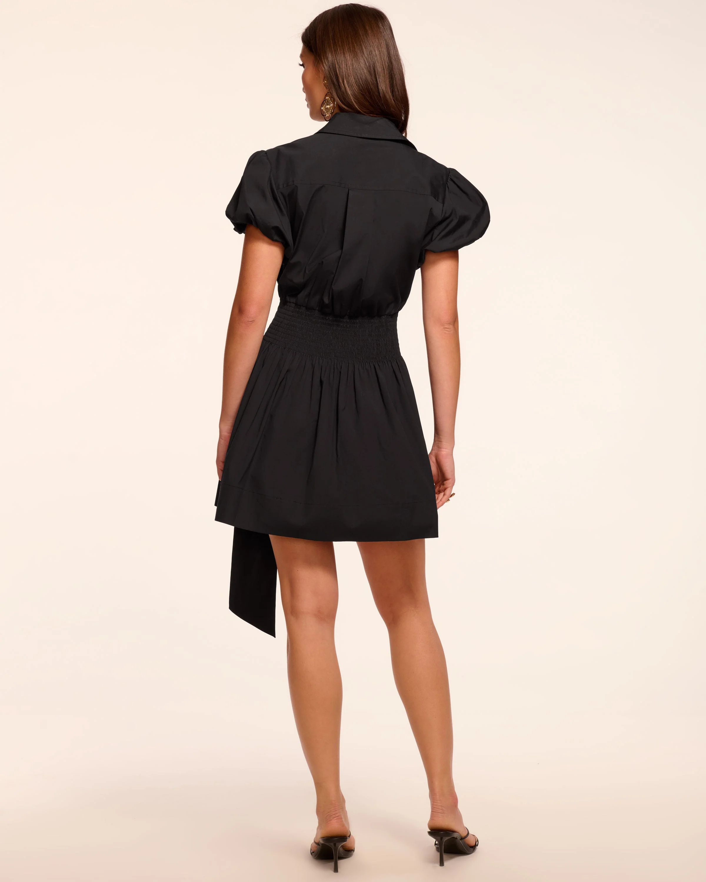 Nicky Cotton Poplin Short Sleeve Mini Dress | BLACK - Image 4