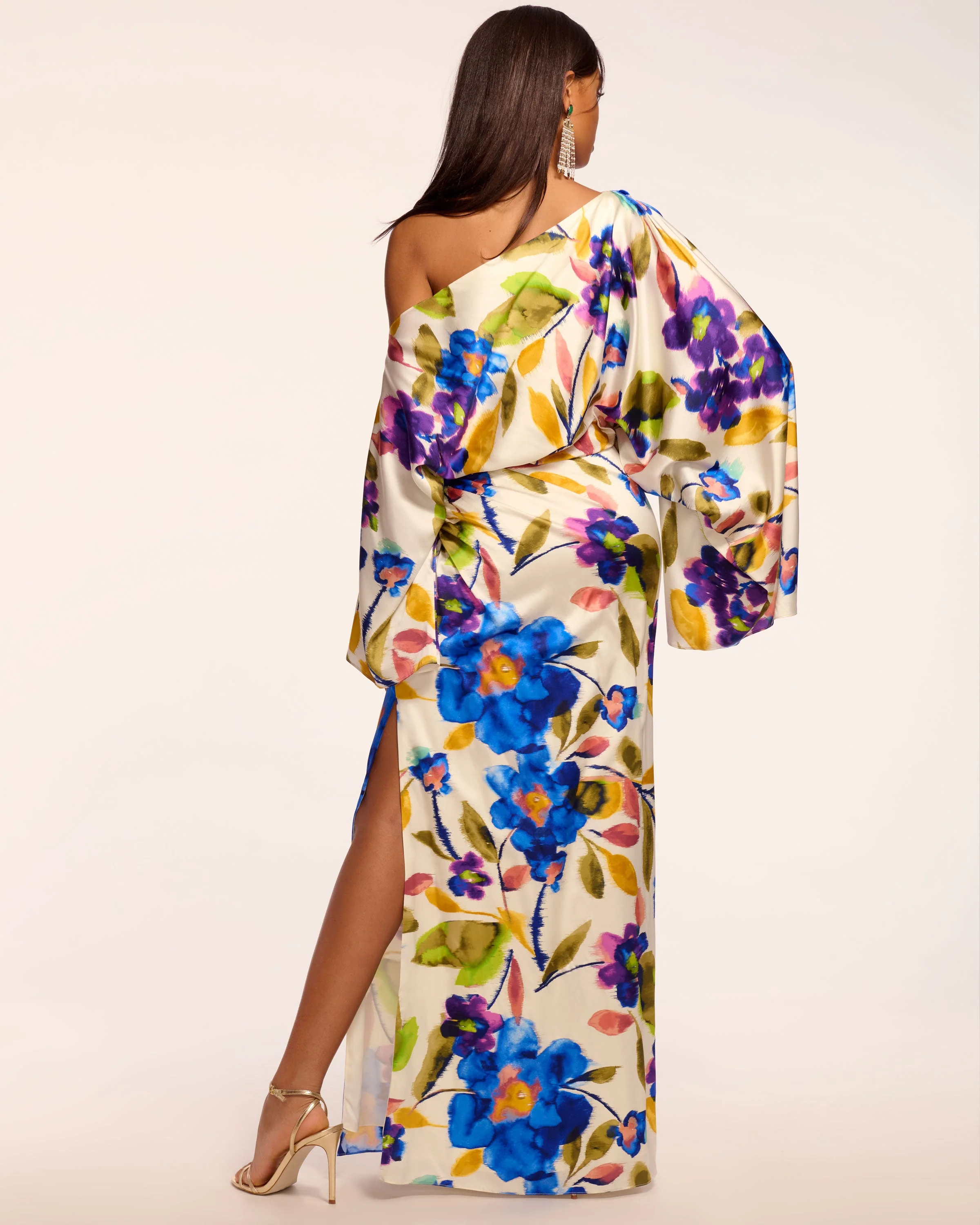 Noel Printed Silk Off-The-Shoulder Maxi Dress - Image 4