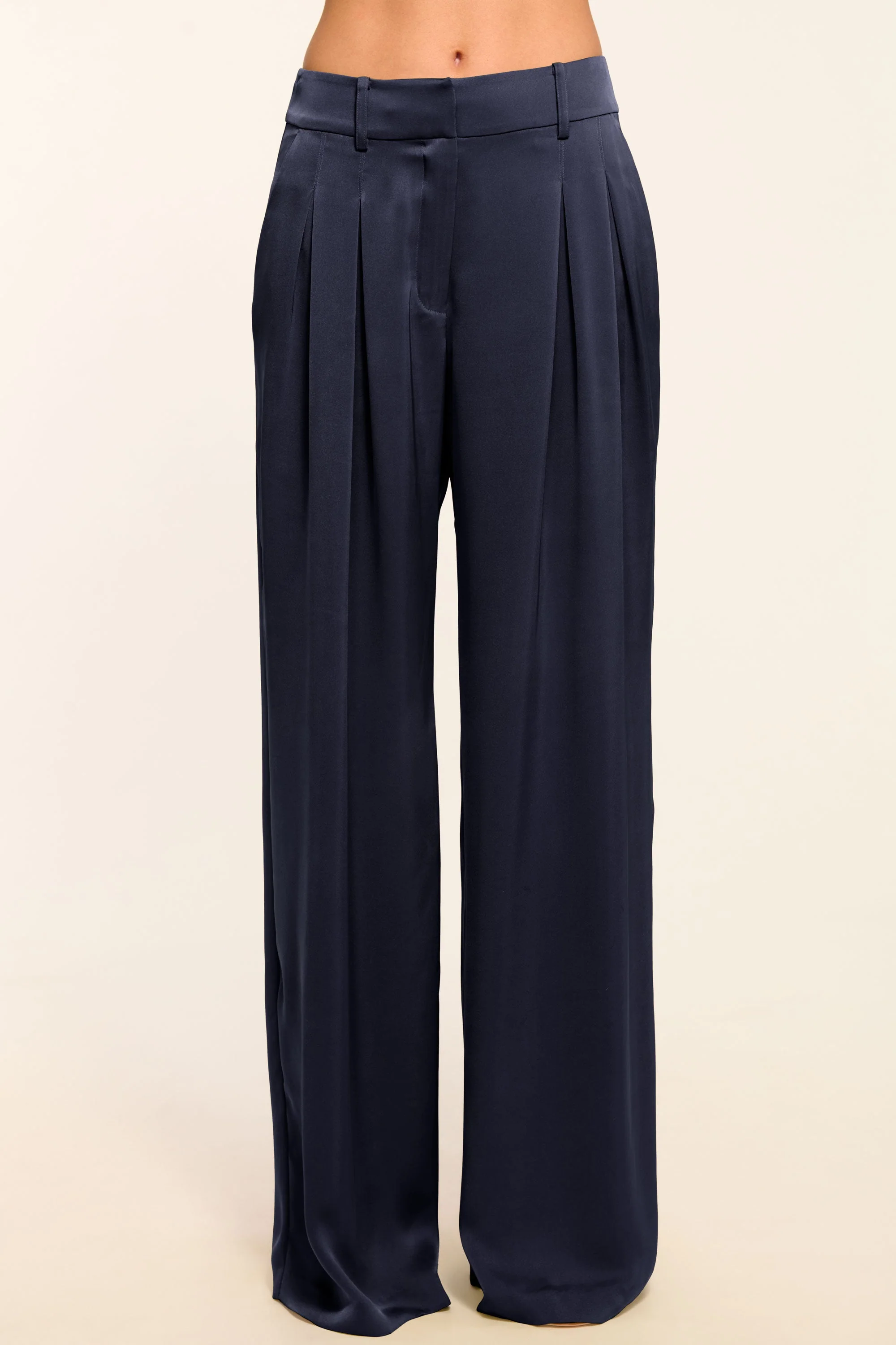 Oscar Pleated Wide Leg Pant | NAVY