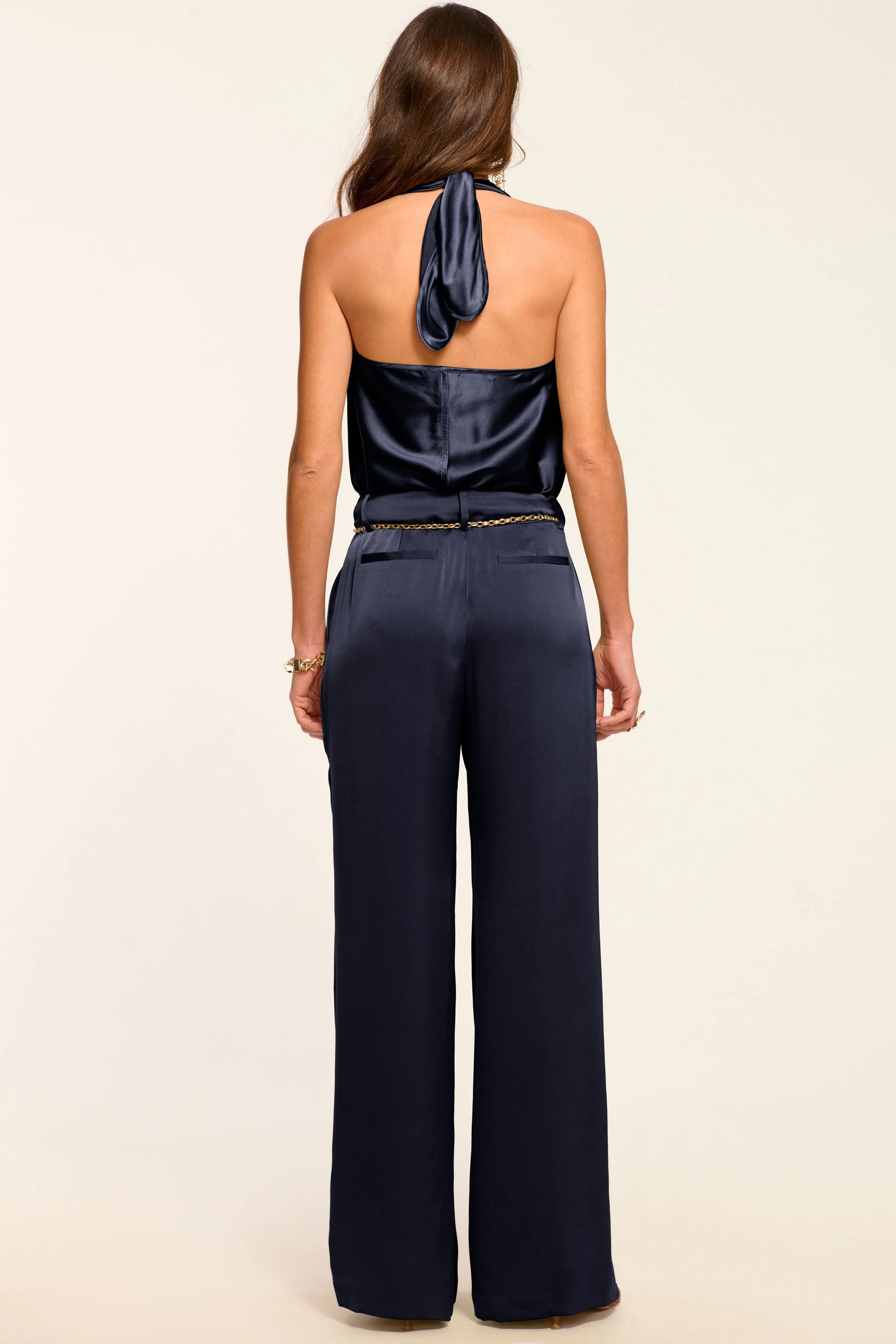 Oscar Pleated Wide Leg Pant | NAVY - Image 4