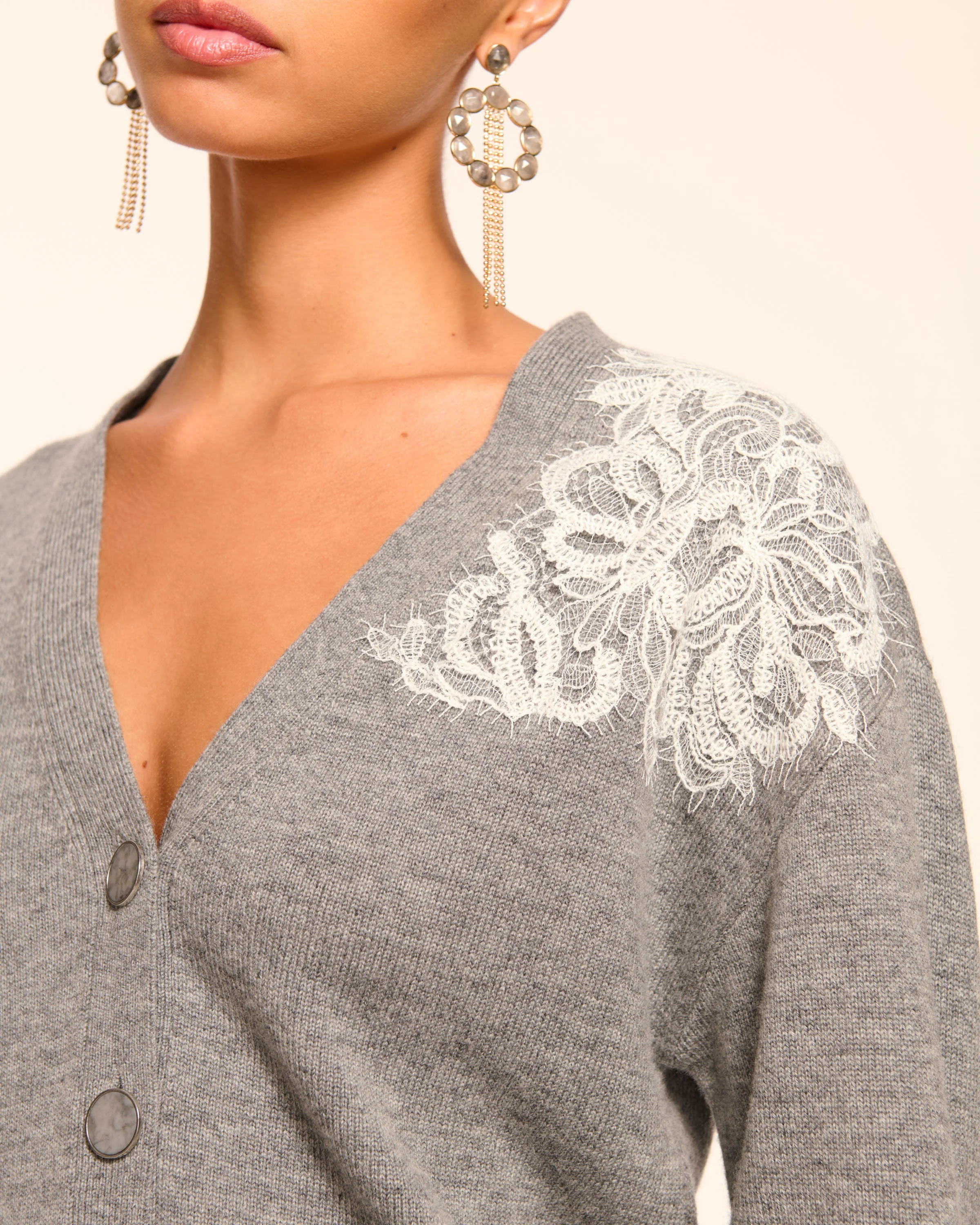 Perry Wool Embellished Cardigan Sweater - Image 4