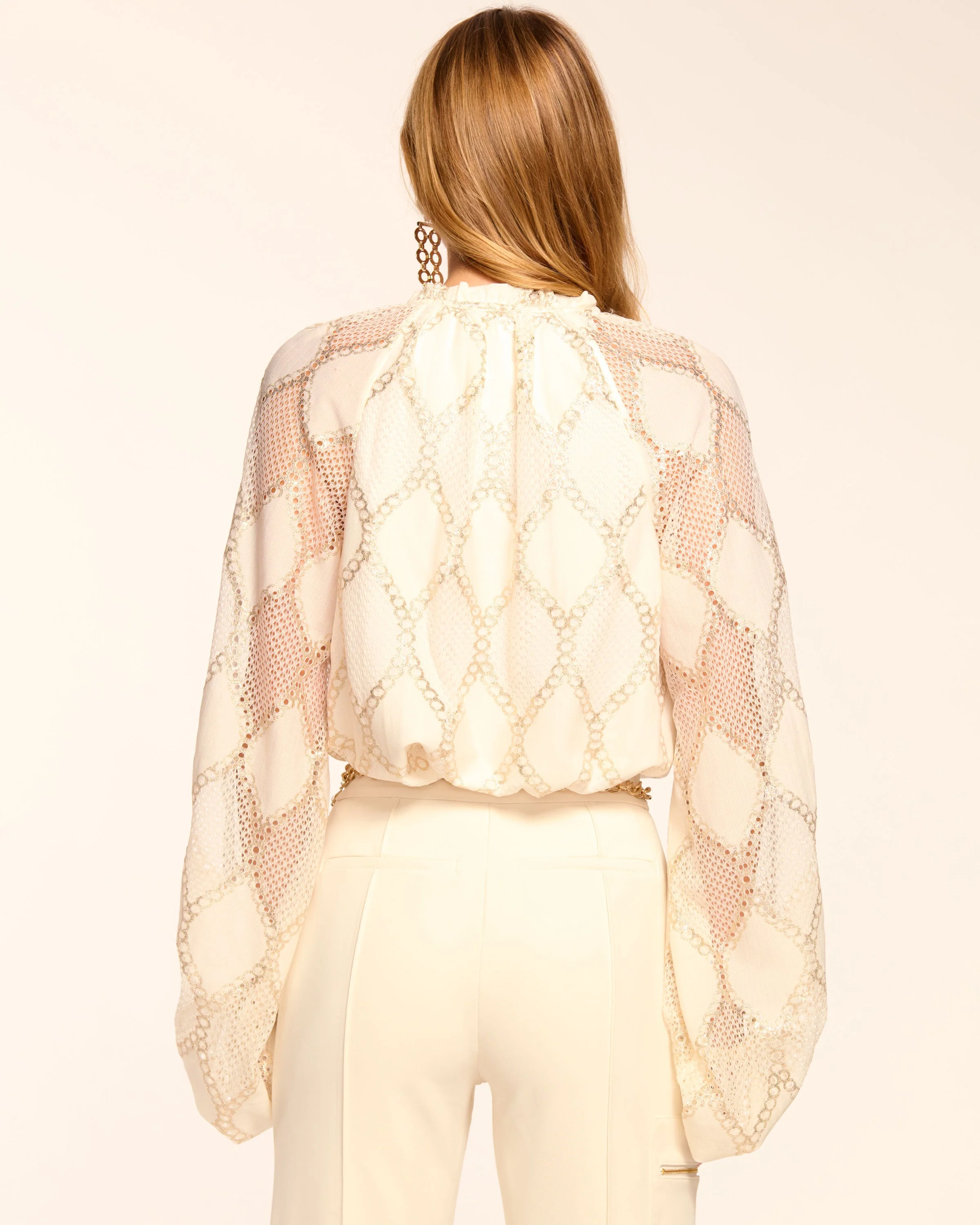 Ria Lurex Lace Long Sleeve Blouse - Image 3
