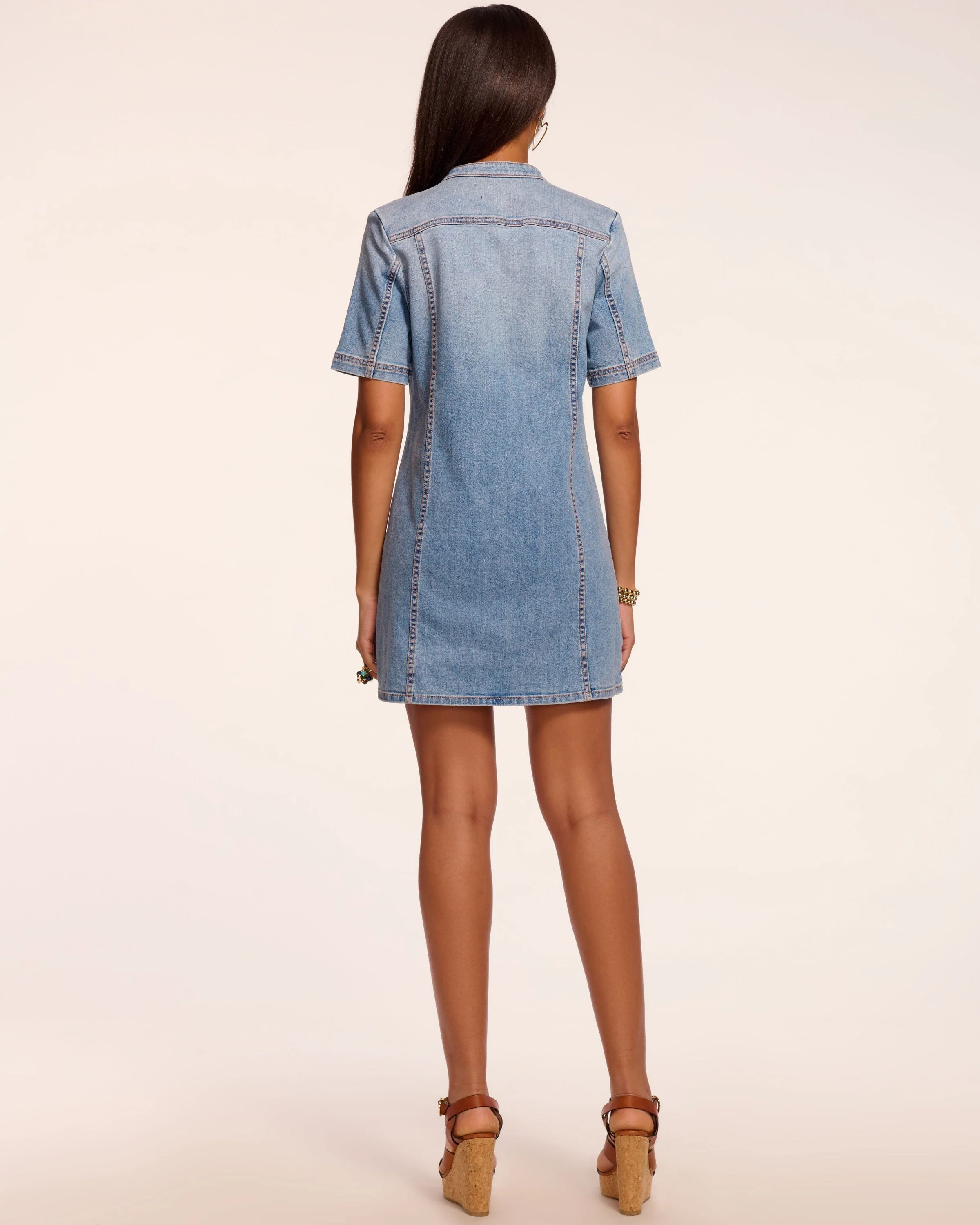 Skylar Short Sleeve Braided Denim Dress - Image 4