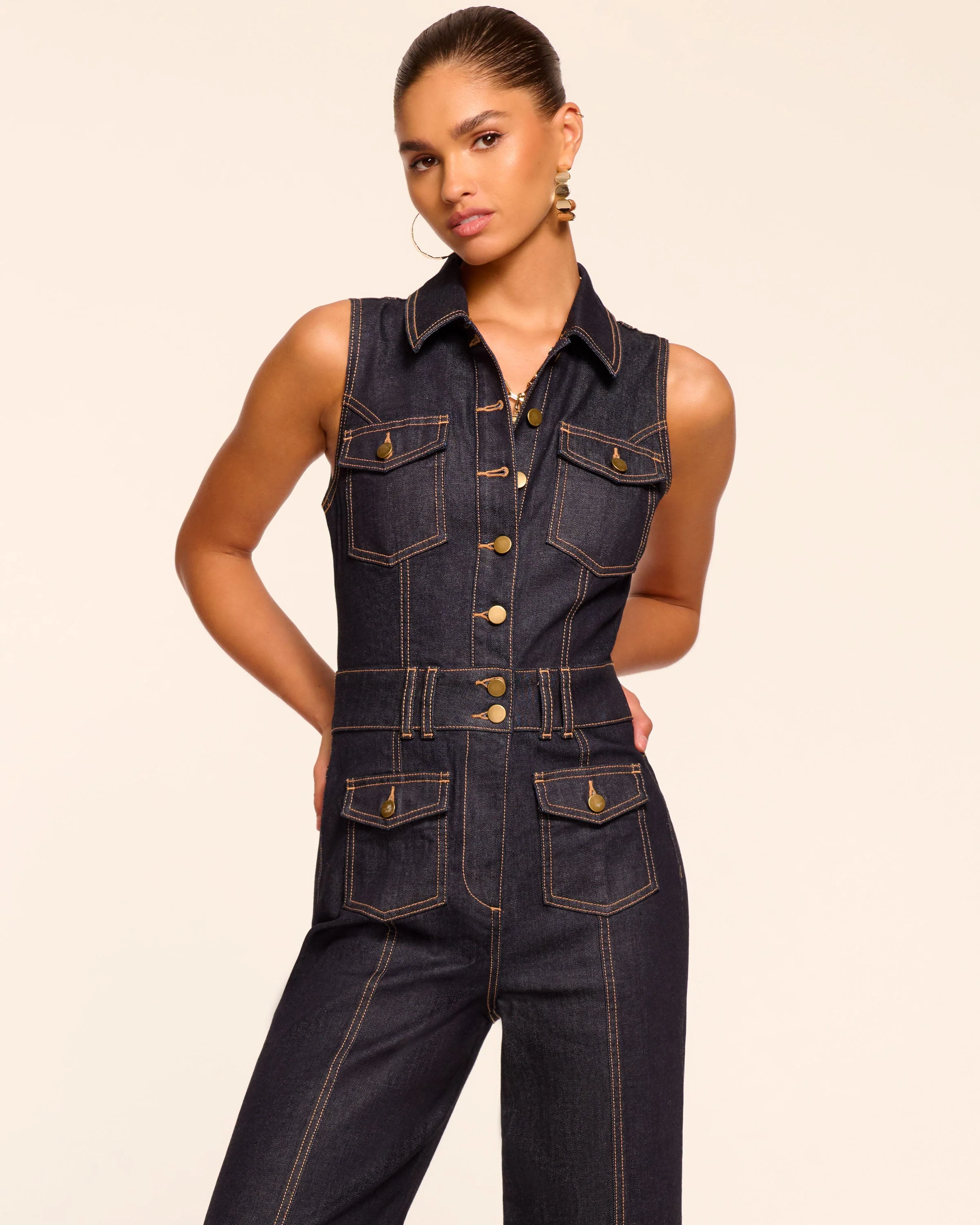 Stephania Sleeveless Denim Jumpsuit - Image 2