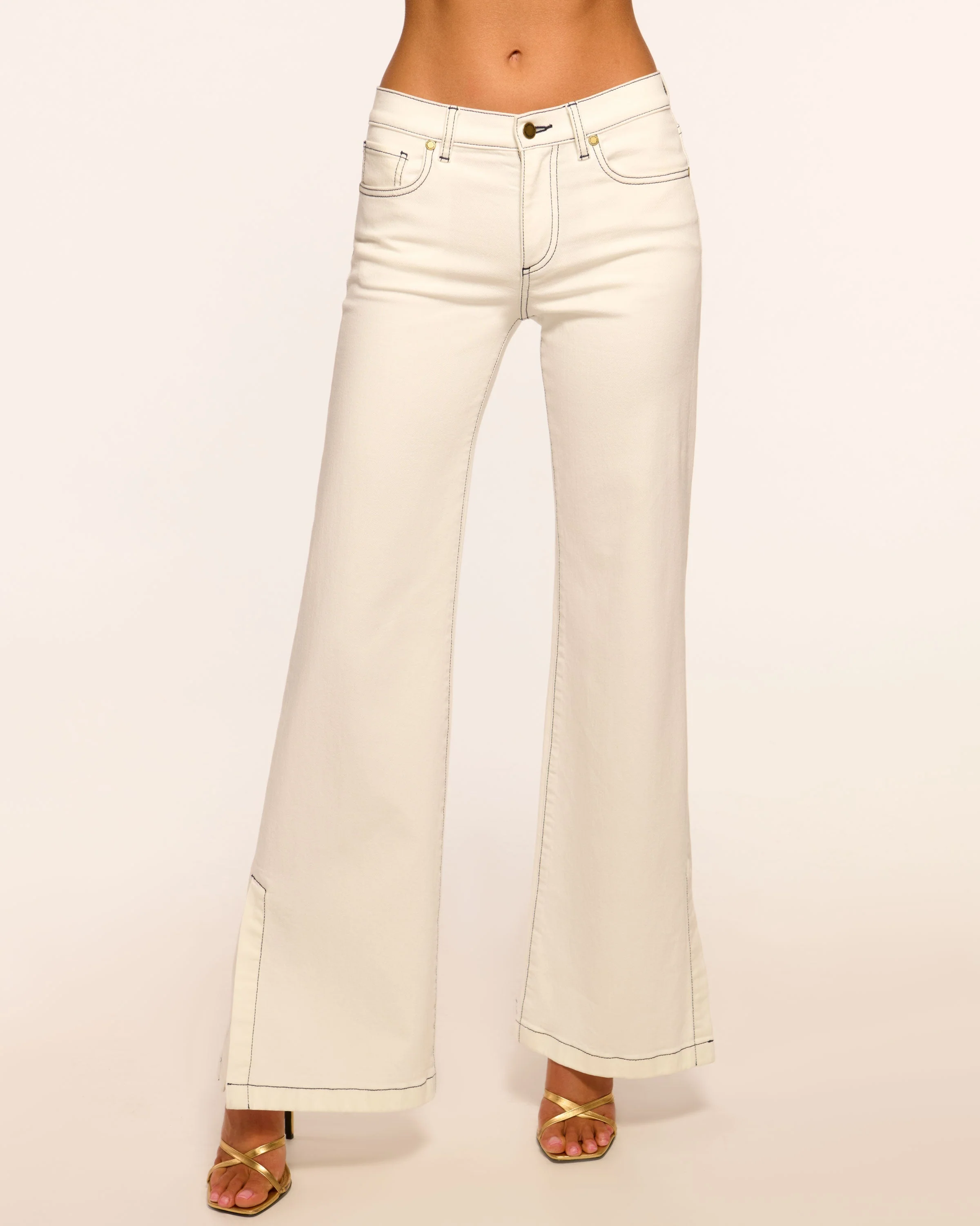 Tyra Contrast Mid-Rise Flare Jean